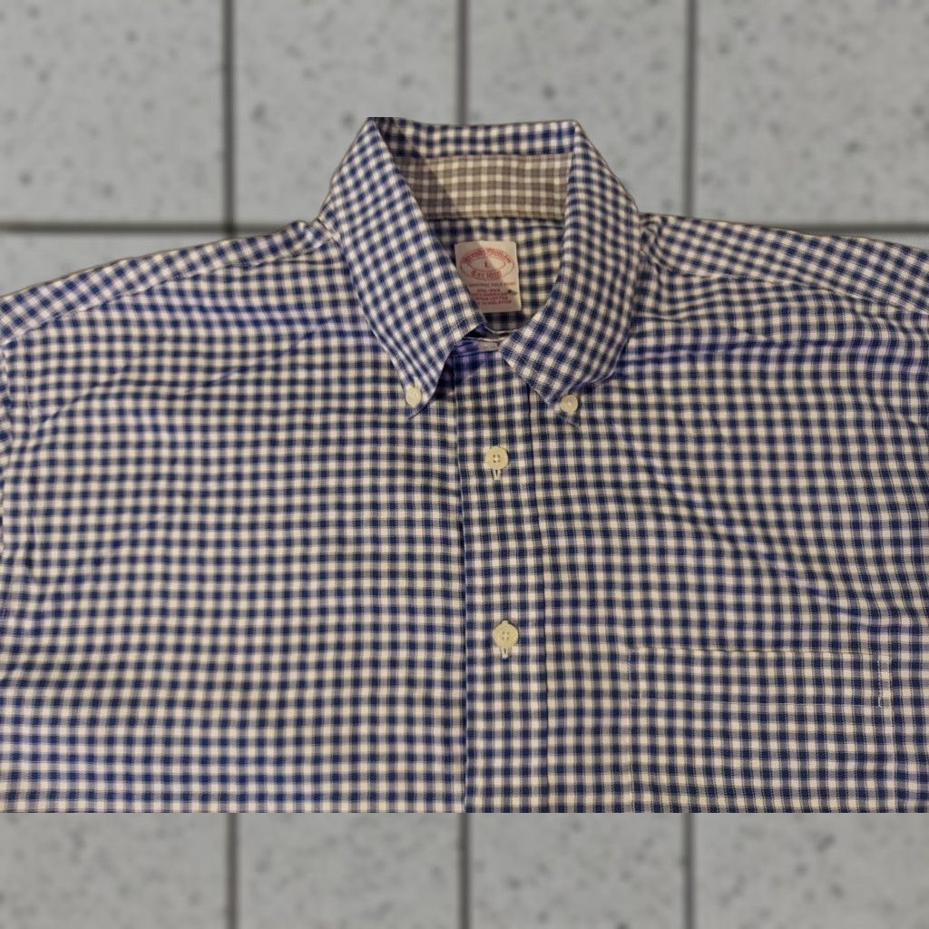 Brooks Brothers VINTAGE Brooks Brothers Dress Shirt L Men Blue Cotton Button Size 42R - 1 Thumbnail