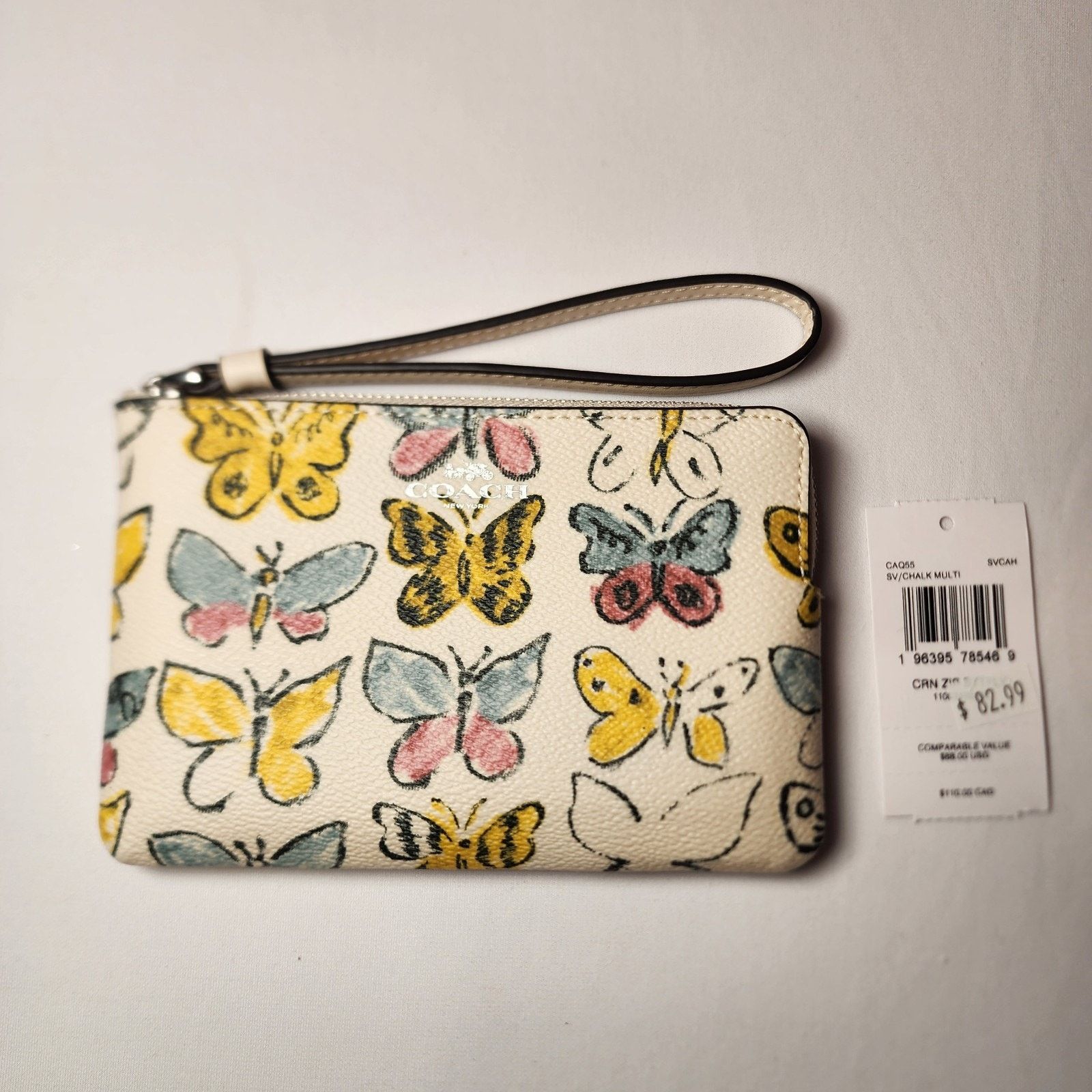 Coach Coach CAQ55 Corner Zip Wristlet Yellow Butterfly Print V1 Size ONE SIZE - 1 Thumbnail
