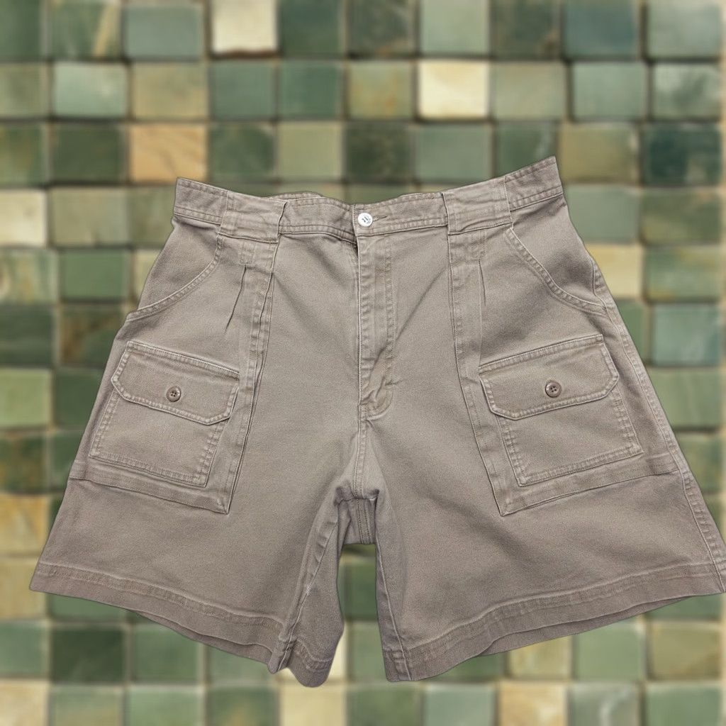 Vintage Cabela's Canvas Mini Cargo Shorts Size 16 Khaki High Rise Pleated Safari Hunting Size 38" / US 16 / IT 52 - 1 Thumbnail