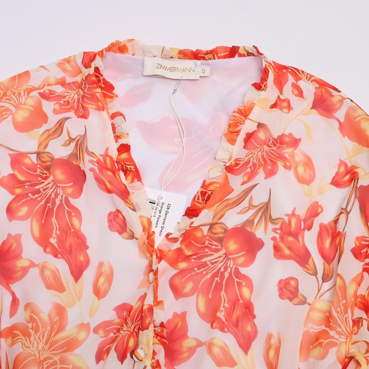 Zimmermann Zimmermann Silk Dress Denisse White Orange Flowers Printed Size XS / US 0-2 / IT 36-38 - 14 Thumbnail