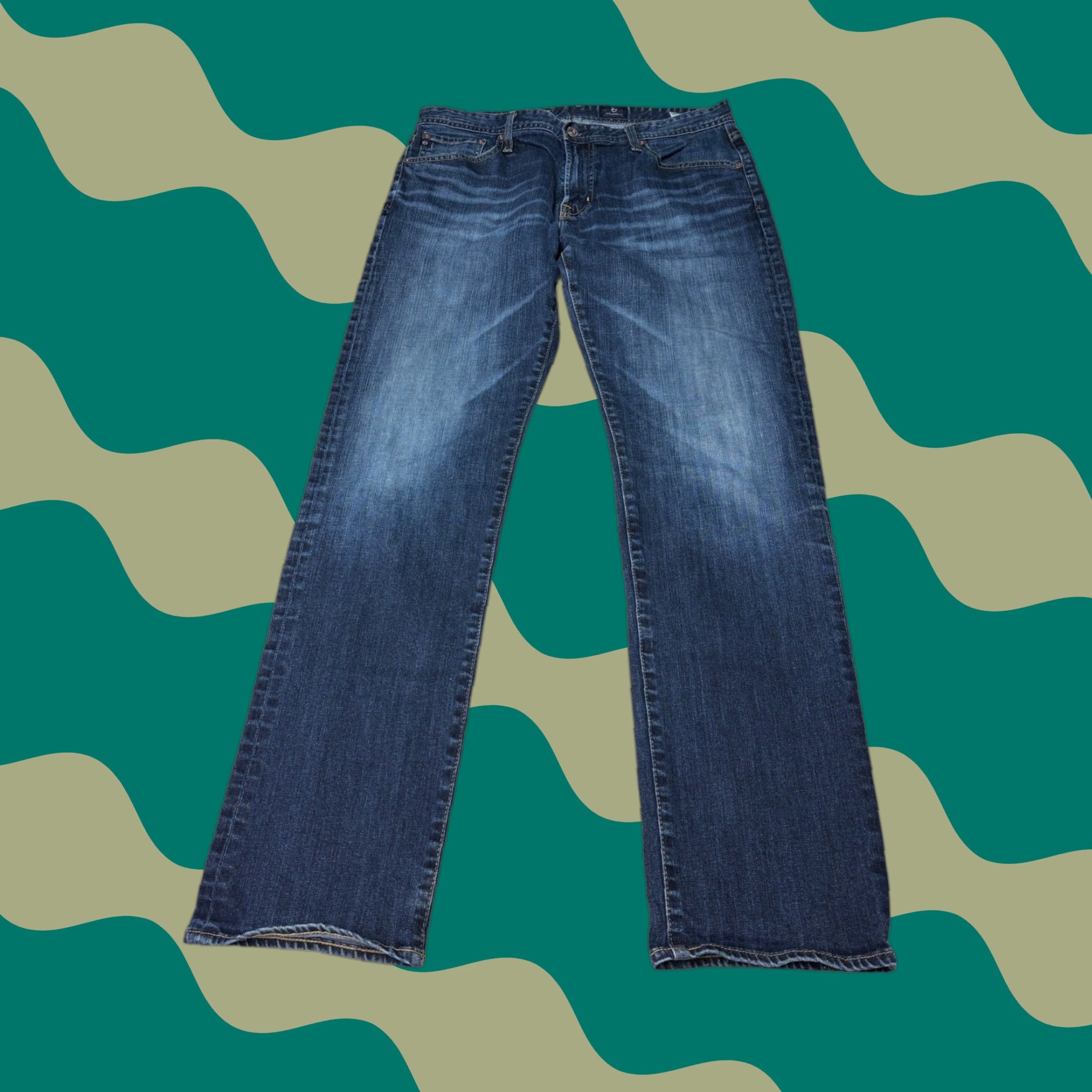 Vintage AG Adriano Goldschmied The Graduate Jeans Blue 36x34 Regular Straight Denim 5-Pocket Mens Size US 36 / EU 52 - 1 Thumbnail