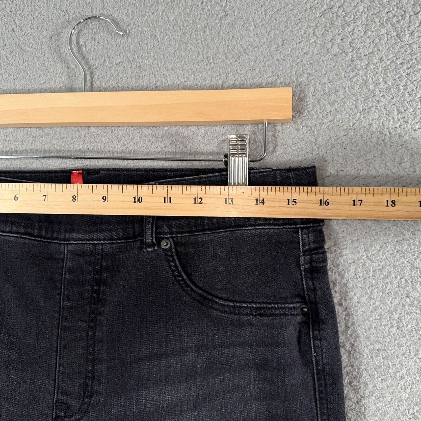 Spanx Spanx Jeans Womens L Black High Rise Straight Leg Shaping Stretch Denim Pants Size 36" / US 14 / IT 50 - 4 Thumbnail