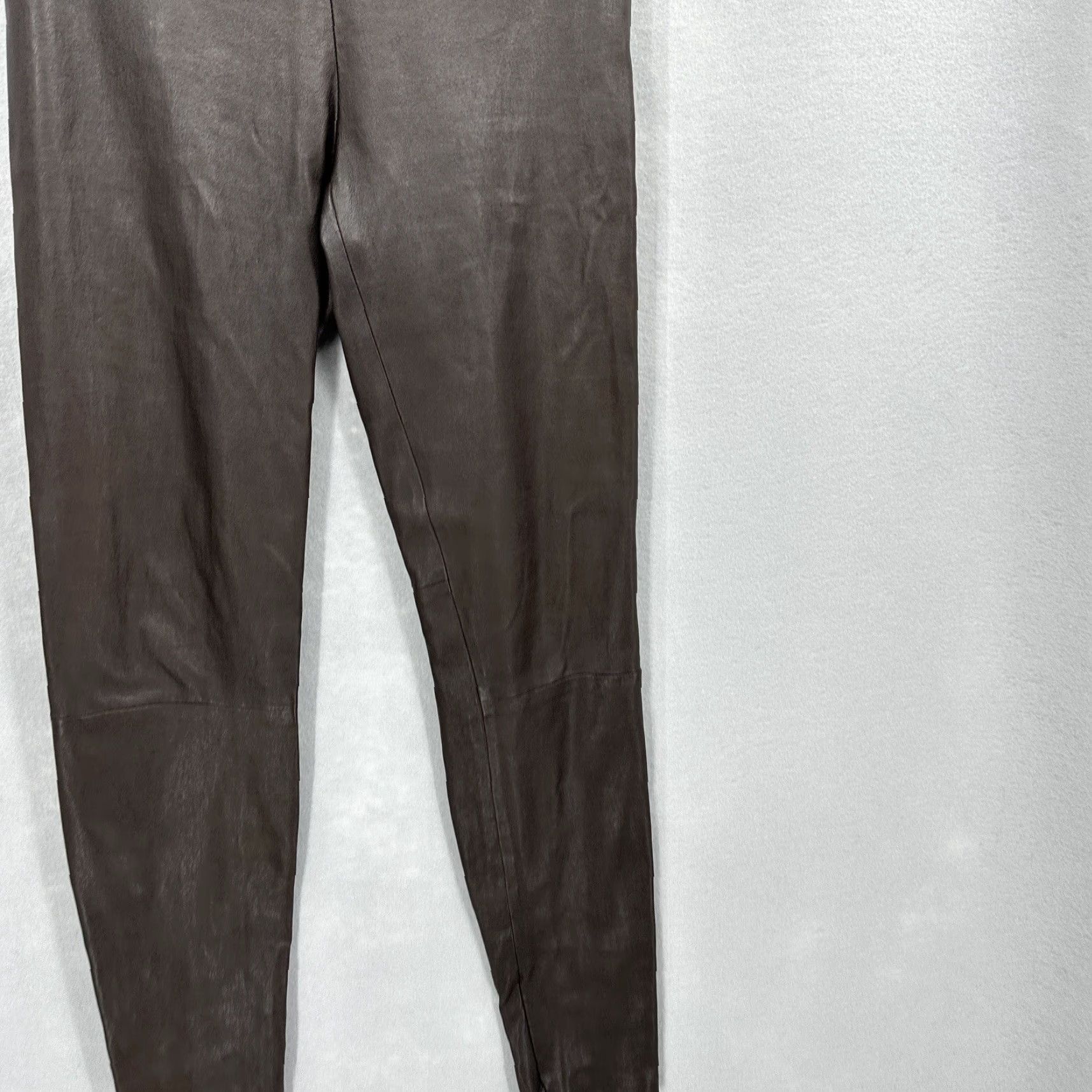 Spanx SPANX Moto Leggings Womens Large Brown Contour Tummy Slimming Faux Leather Nylon Polyester Spandex Size 36" / US 14 / IT 50 - 6 Thumbnail