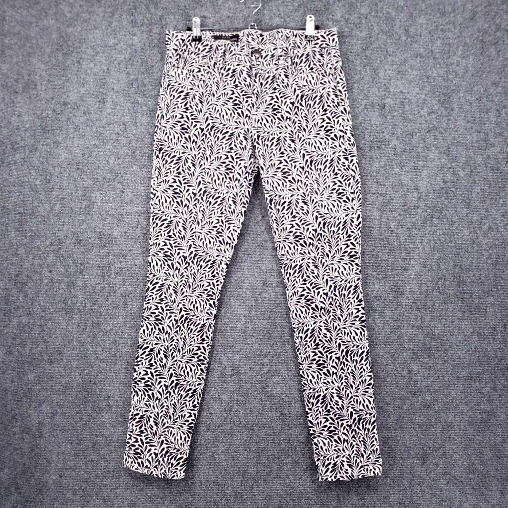 J.Crew J.CREW Pants Womens 29 Blue Mid Rise Slim Toothpick Floral Ankle Stretch Trouser Size 29" - 2 Thumbnail