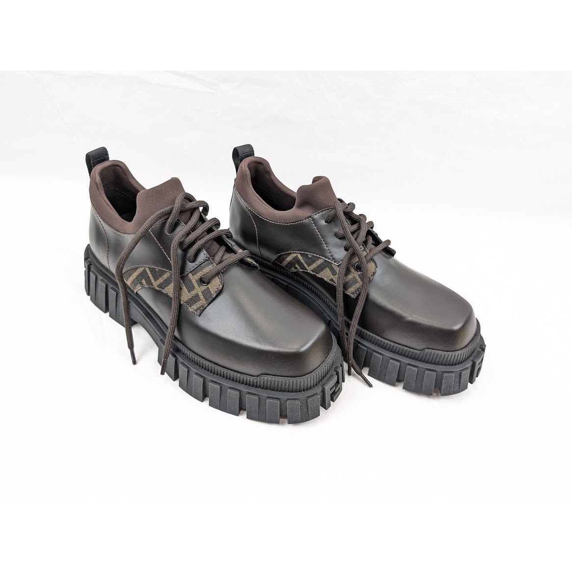 Fendi o1rshd1 Lace Up Fabric Calf Leather Boots Shoe in Multicolor Size US 10 / EU 43 - 18 Thumbnail