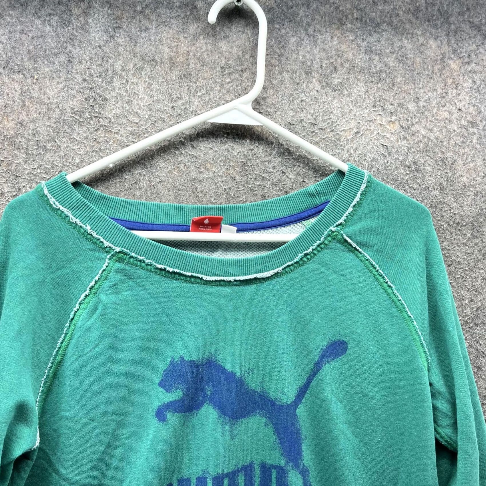 Puma PUMA Sweatshirt Womens Large Green Raglan Logo Crewneck Pullover Top Size L / US 10 / IT 46 - 4 Thumbnail