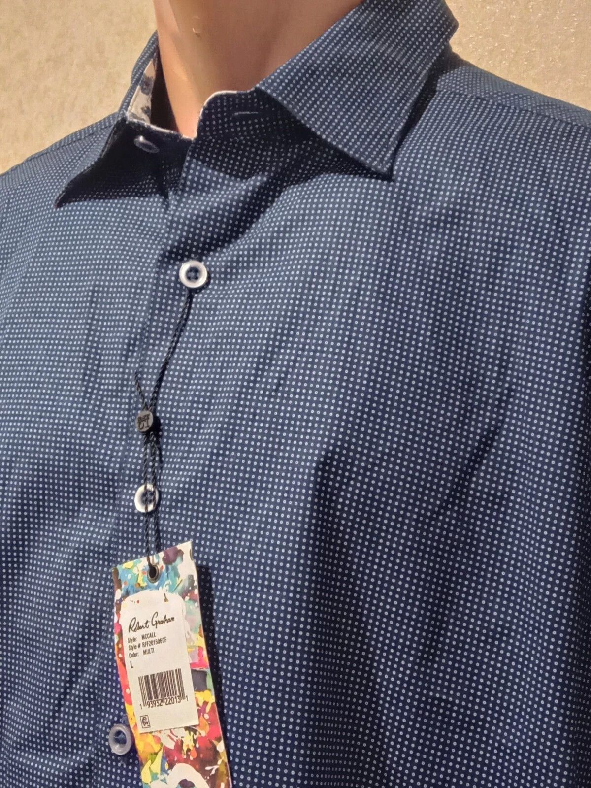 Robert Graham NWT Robert Graham McCall Navy Blue, Polka Dot Shirt Size L Size US L / EU 52-54 / 3 - 2 Thumbnail