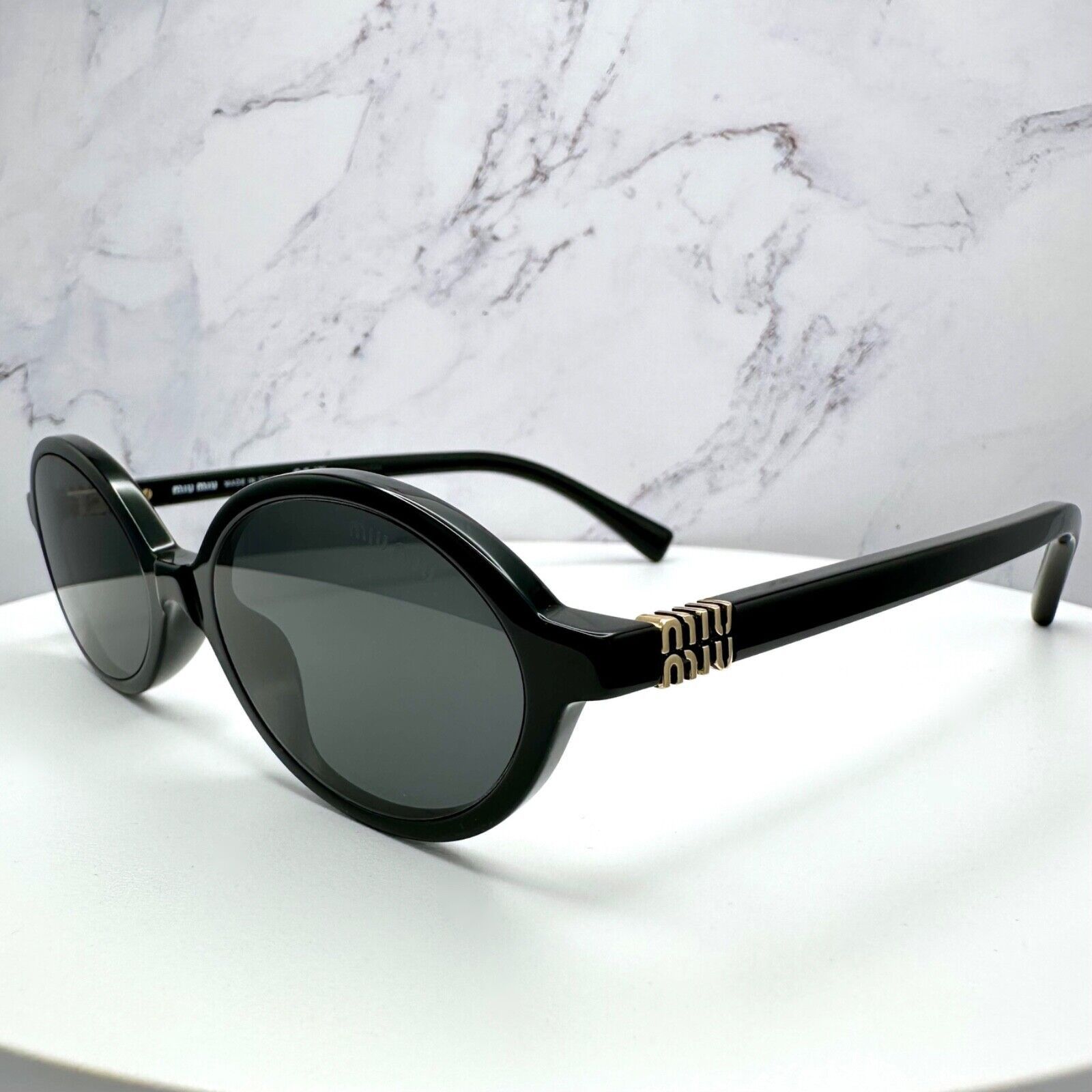Miu Miu MIU MIU Sunglasses New Black Slim Gold Metal Logo Authentic Size ONE SIZE - 16 Thumbnail