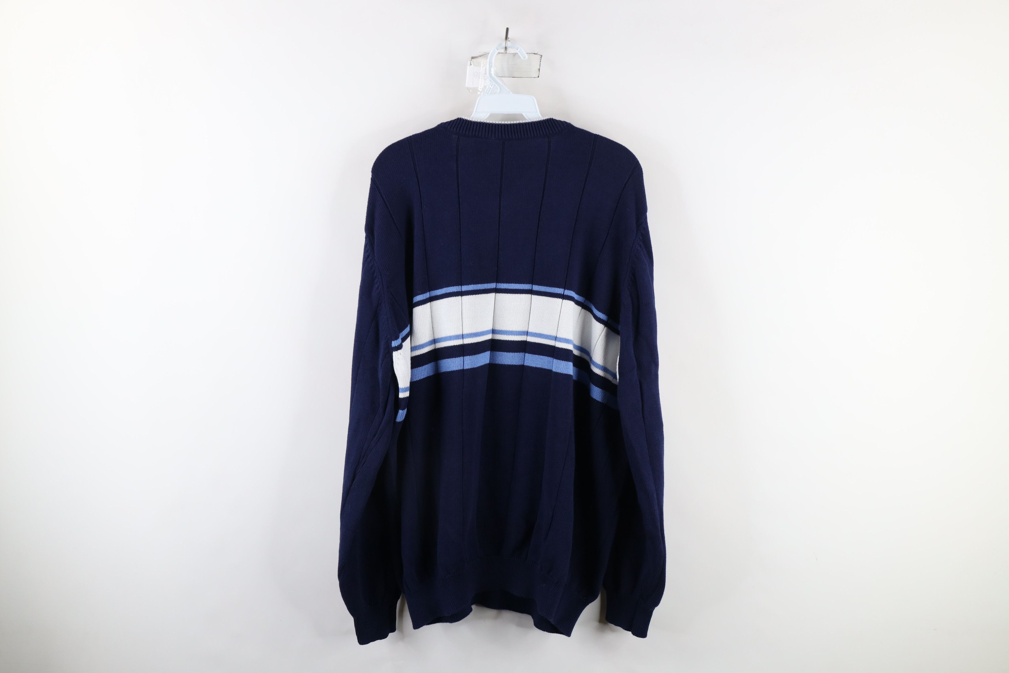 Vintage Vintage 90s Streetwear Block Ribbed Knit V-Neck Sweater Size US XL / EU 56 / 4 - 6 Thumbnail