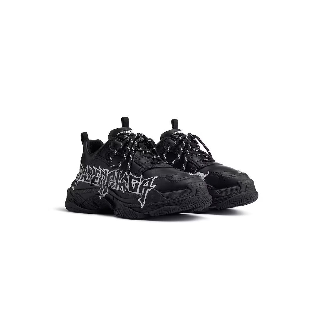 Balenciaga o1srvl11e0325 Triple S Sneakers DIY Metal in Black/White Size US 9 / IT 39 - 2 Thumbnail