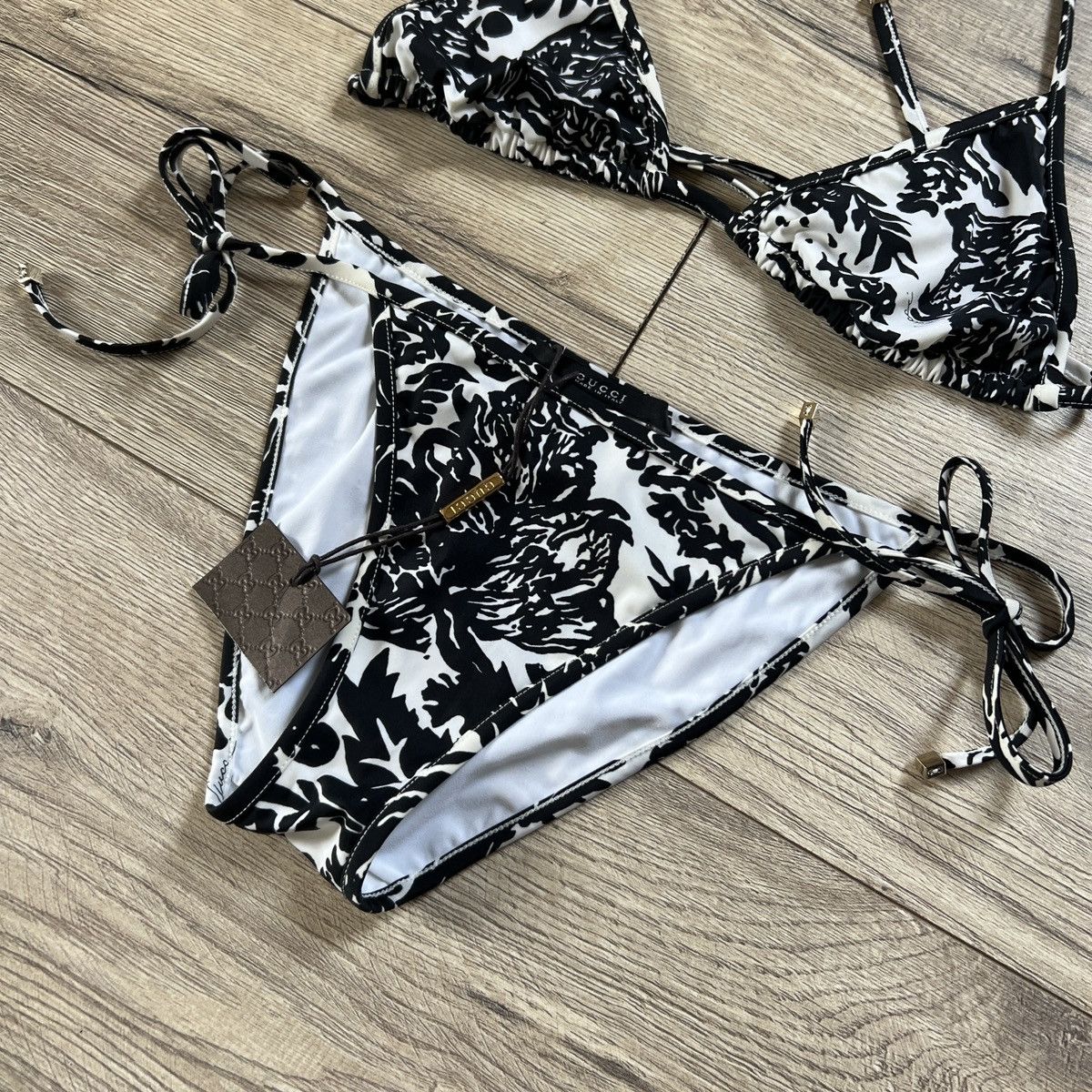 Gucci Gucci Two-pieces swimsuit Bikini Black White Abstract Size S / US 4 / IT 40 - 2 Thumbnail