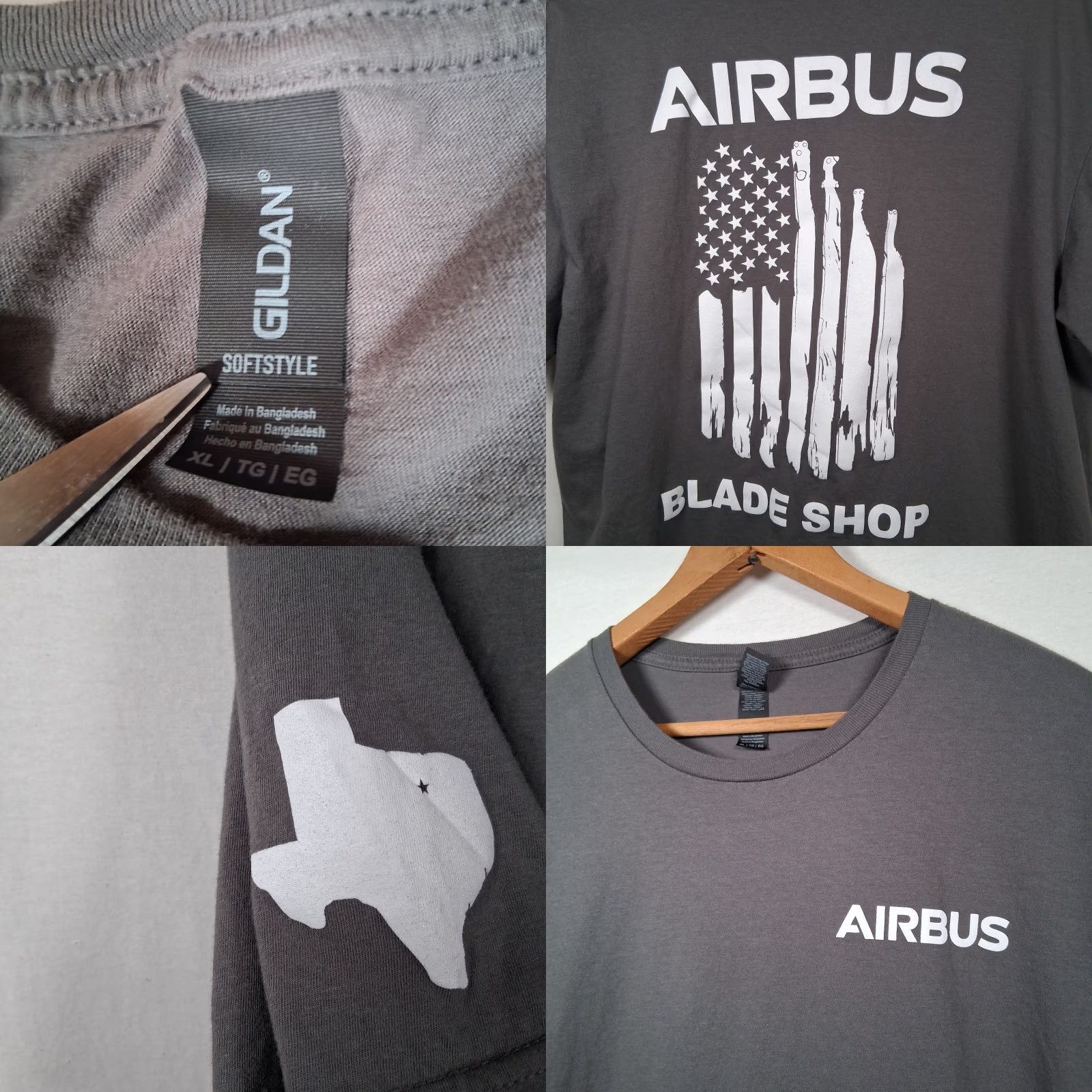 Gildan Airbus Helicopter Shirt Men XL Gray Cotton Graphic Crew Neck Short Sleeve Gildan Softstyle USA USA Blade Shop aviation Chopper Mechanic Military Size US XL / EU 56 / 4 - 8 Thumbnail