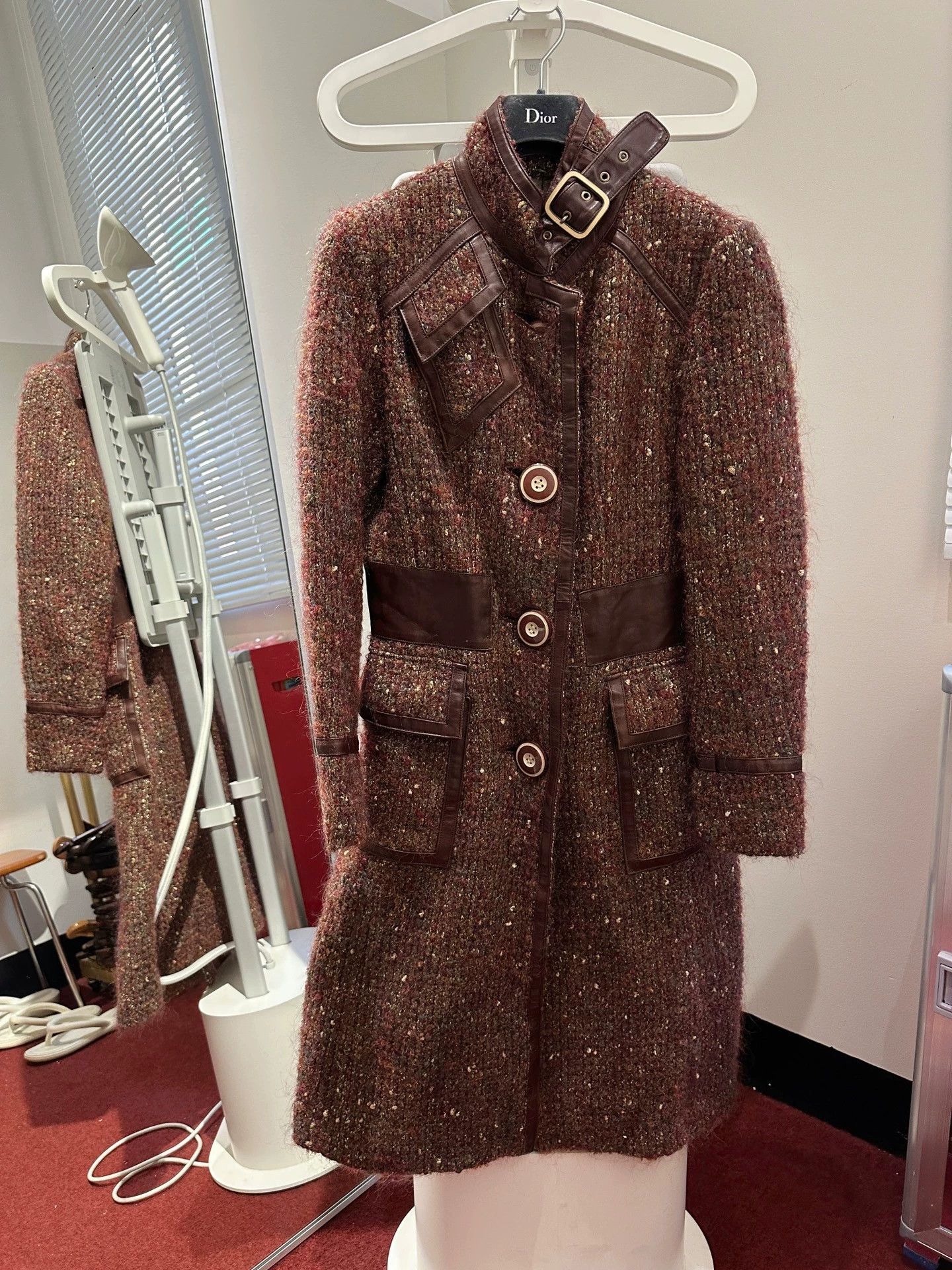 Share Spirit Homme Share Spirit Tweed & Leather Panel Overcoat Size XS / US 0-2 / IT 36-38 - 1 Thumbnail