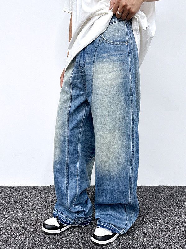 Vintage American casual patchwork washed retro curved jeans Size US 32 / EU 48 - 1 Thumbnail