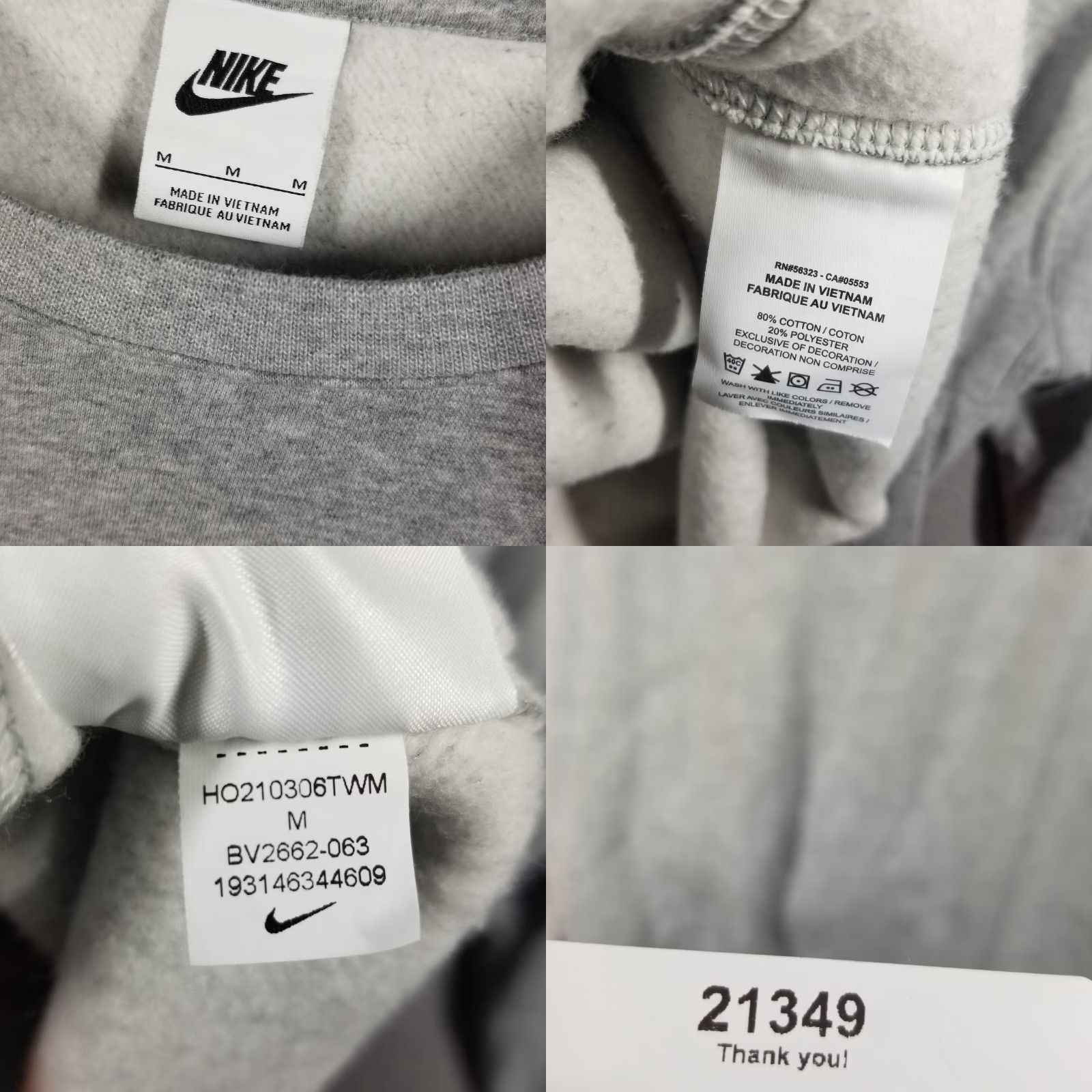 Nike Nike Men's Sportswear Club Fleece Crew Medium Gray BV2662 063 Size US M / EU 48-50 / 2 - 8 Thumbnail
