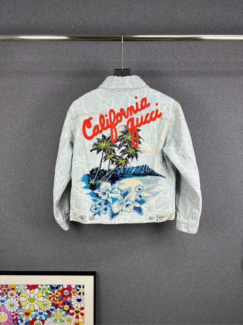 Gucci Gucci Denim Jacket with Palm Tree Design - dmc Size US M / EU 48-50 / 2 - 1 Thumbnail