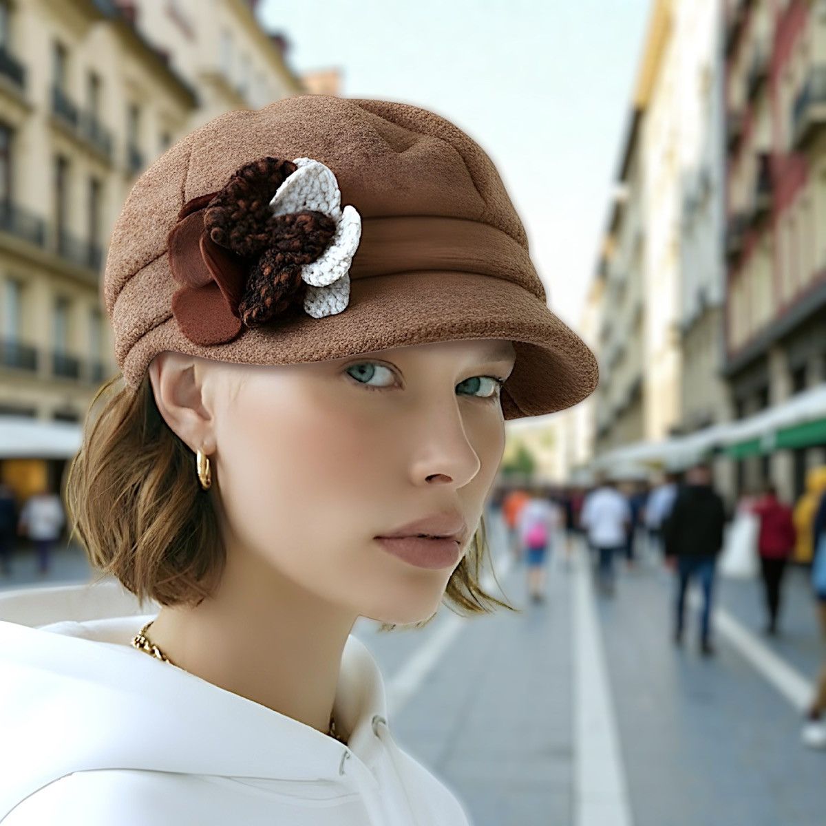 Other Complit Womens Brown Newsboy Style Wool Winter Hat OS Size ONE SIZE - 1 Thumbnail