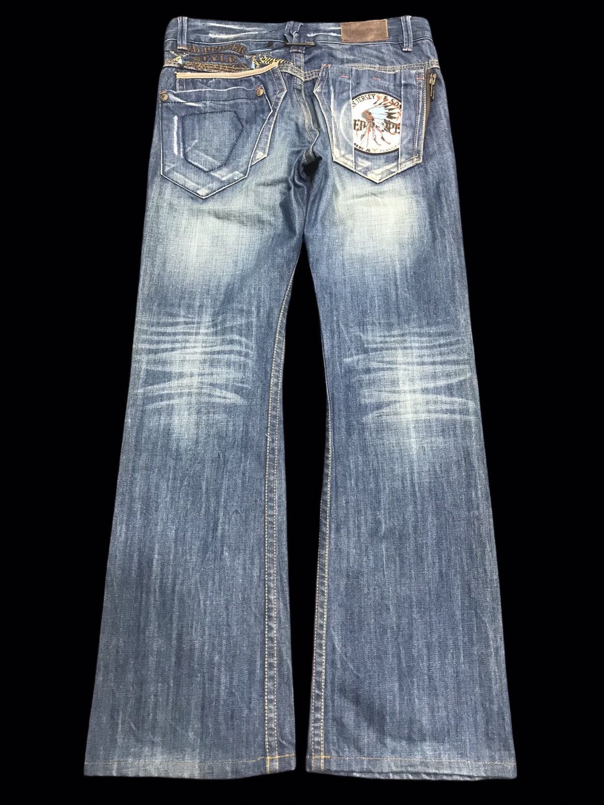 Japanese Brand 💥FLARE💥ARCHIVAL REDPEPPER CHIEFHEAD EMBROIDERY DENIM F257 Size US 31 - 2 Thumbnail