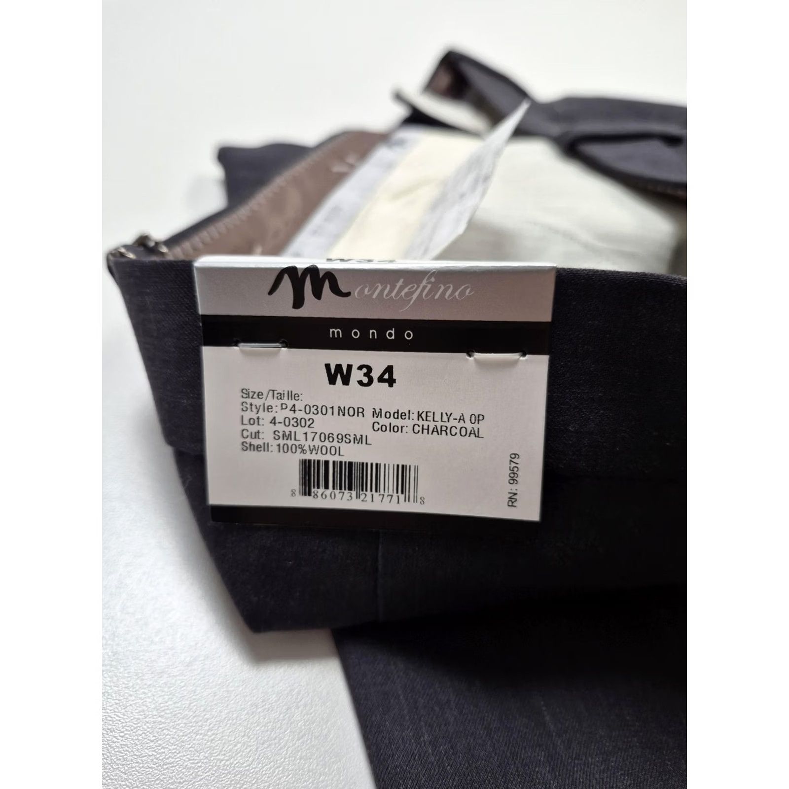 Vintage Montefino Mondo KELLY-A OP Dress Pants Mens 34x36 Gray Wool Super 120s Flat Front Unhemmed"} Size US 34 / EU 50 - 6 Thumbnail
