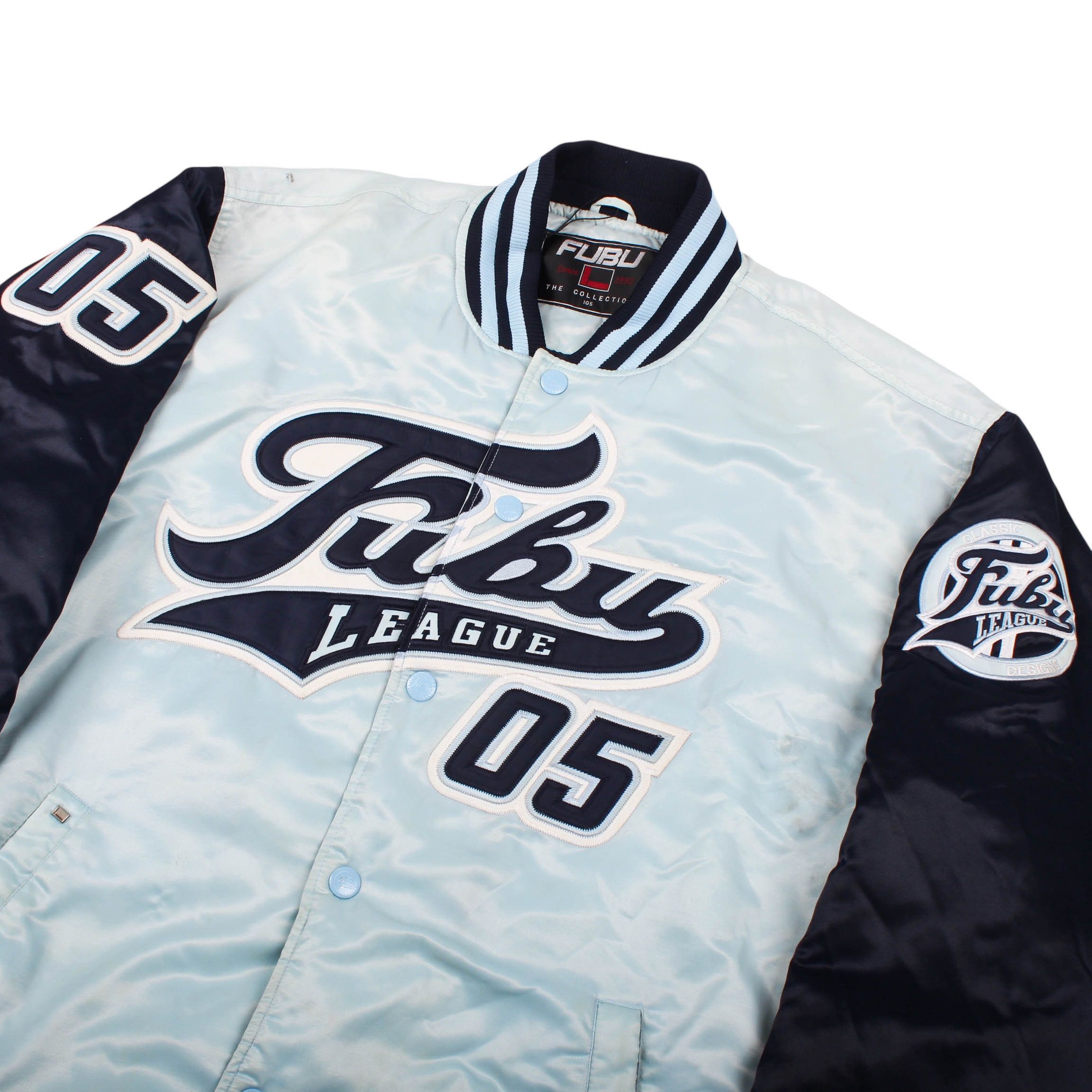 Fubu FUBU Varsity Jacket 90s Y2K Bomber Light Blue 05 League Size US XL / EU 56 / 4 - 3 Thumbnail