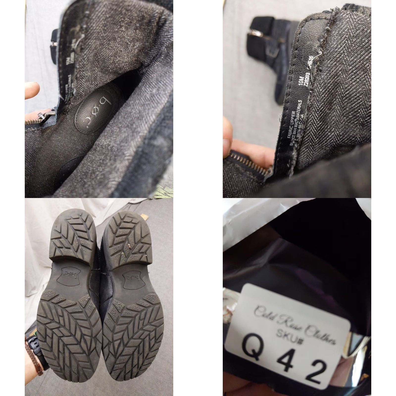 Vintage b.o.c. by Born Womens Boots Ankle Moto Zip Buckle Knit Cuff ZPB2819 Black Size 10 Adult Womens Casual Round Toe Low Heel Builtin knit cuff bootie Size US 10 / IT 40 - 8 Thumbnail