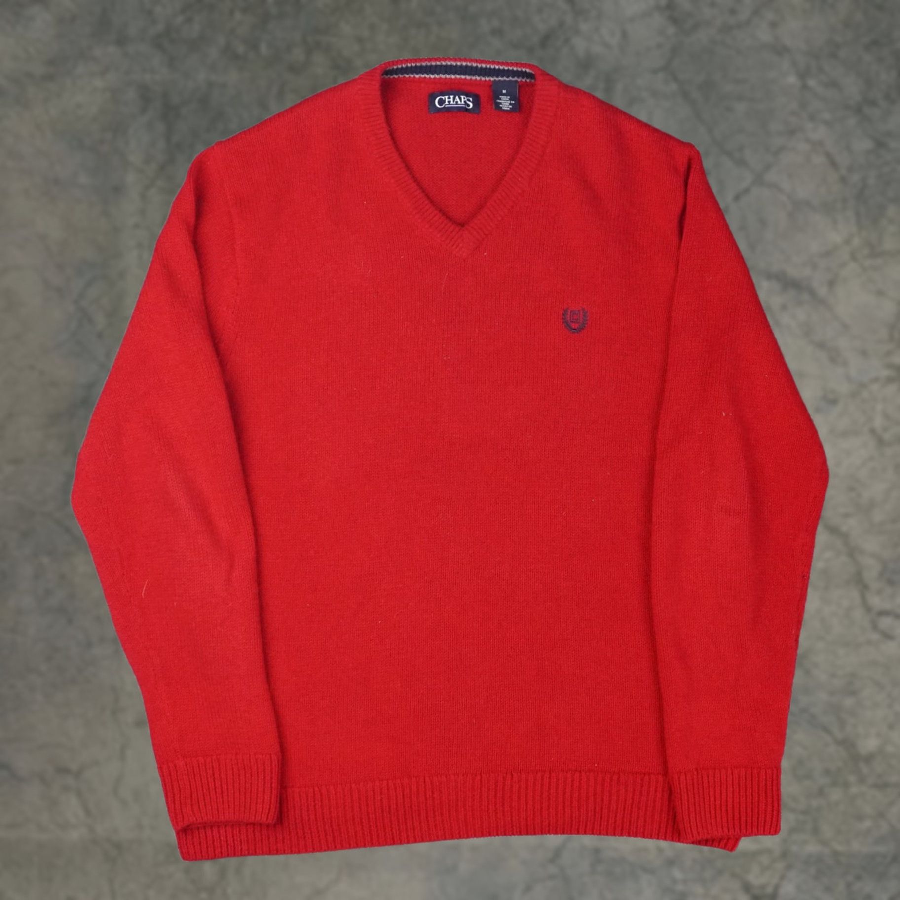Chaps Chaps Logo Knit Mens Medium Red Long Sleeve V Neck Pullover Sweater Size US M / EU 48-50 / 2 - 1 Thumbnail