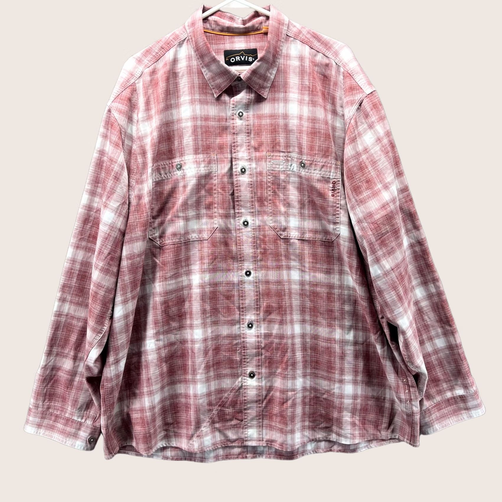 Orvis Orvis Shirt Mens 2XL Red Plaid Polyester Long Sleeve Snap Front Pockets Casual Size US XXL / EU 58 / 5 - 1 Thumbnail