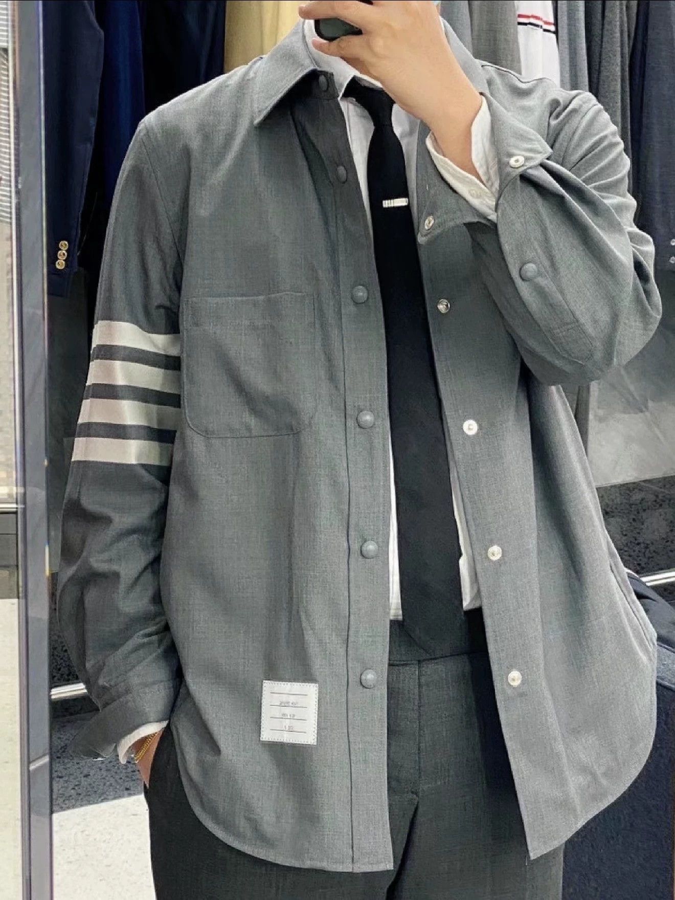 Thom Browne Thom Browne Men's Classic 4-Bar Mid Gray Wool Jacket Size 2 Size US M / EU 48-50 / 2 - 8 Thumbnail