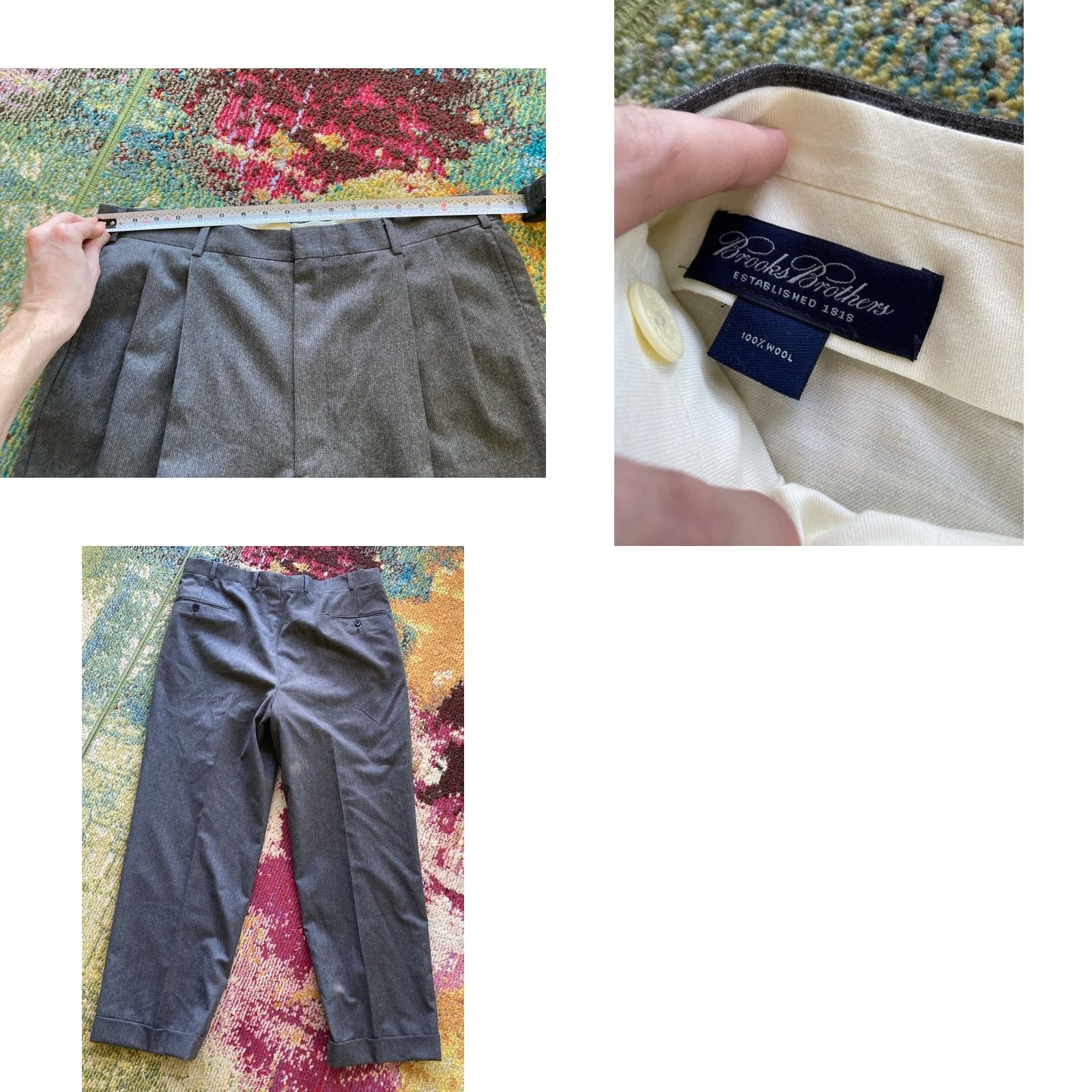Brooks Brothers VINTAGE Brooks Brothers 2 Pc Suit Mens 43L Jacket 36x29 Gray Wool USA Made Regular Notch Lapel Two-Button Front 2 Piece Mens Boys? Size 46R - 10 Thumbnail