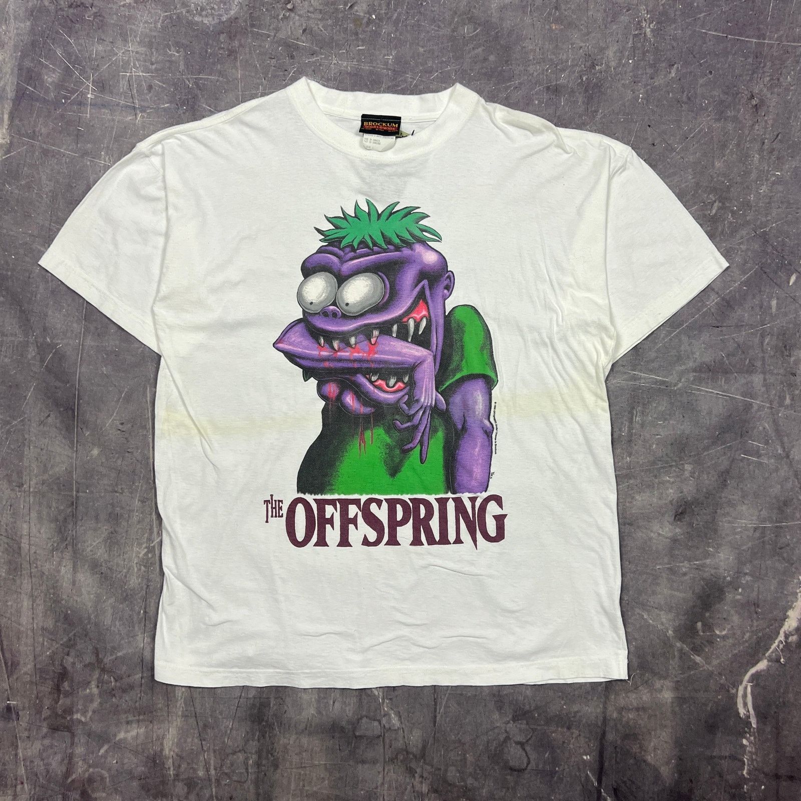 Band Tees × Brockum × Vintage 1995 White The Offspring Bite Me 