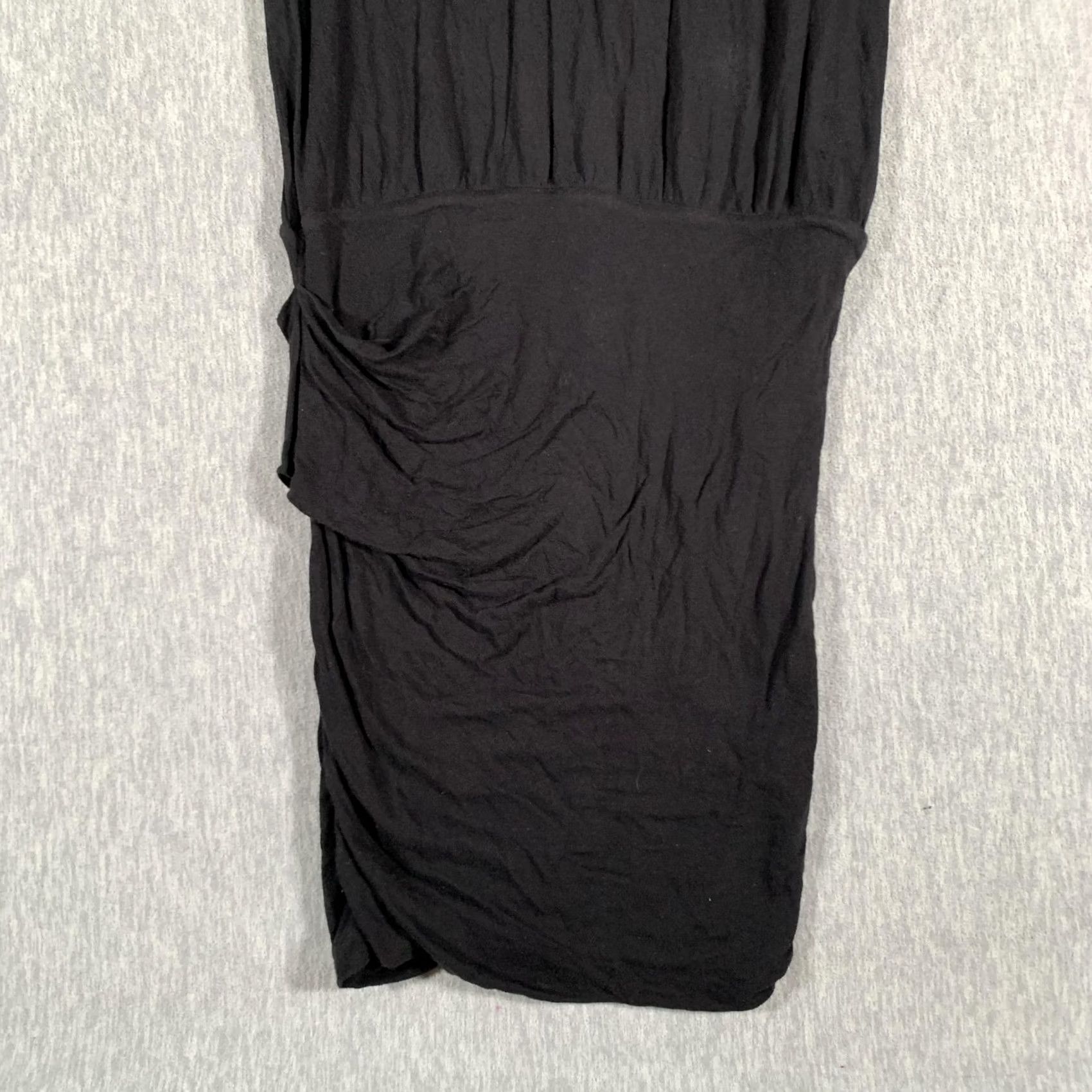 James Perse VINTAGE James Perse Dress Womens Small Black Ruched Midi 3/4 Sleeve Knit Casual WUC6734 Size XS / US 0-2 / IT 36-38 - 3 Thumbnail