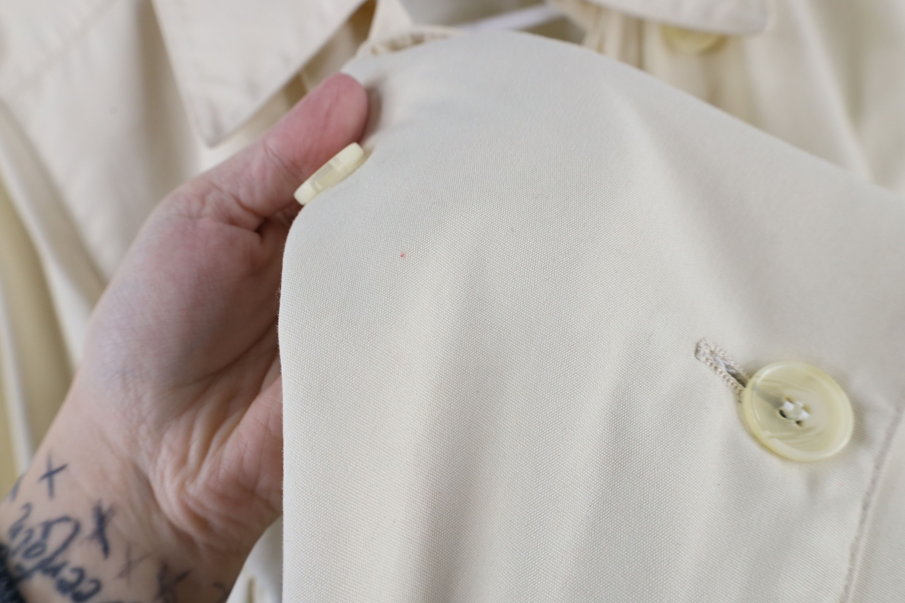 Vintage Vintage 70s Streetwear Breasted Belted Trench Coat Cream USA Size L / US 10 / IT 46 - 6 Thumbnail