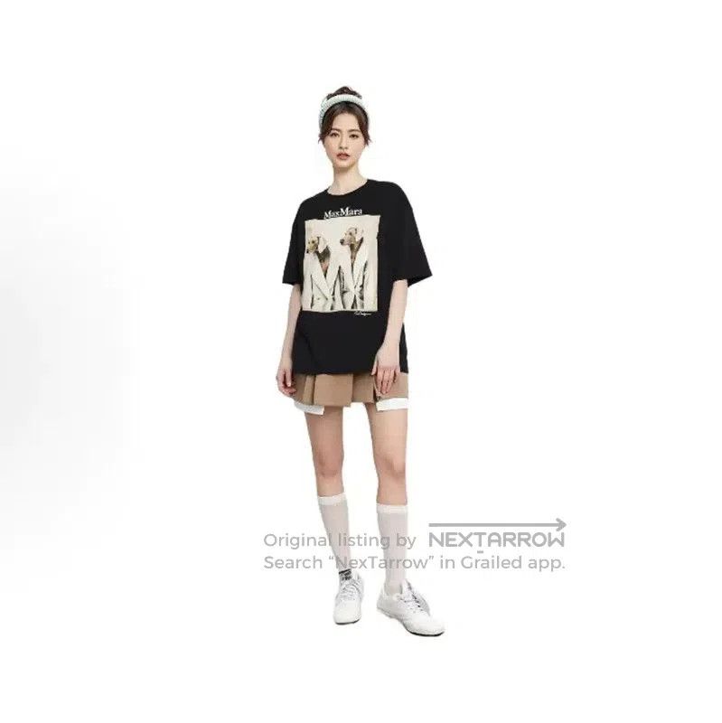 Max Mara MaxMara Black Cotton T-Shirt with Dog Graphic . Size M / US 6-8 / IT 42-44 - 3 Thumbnail