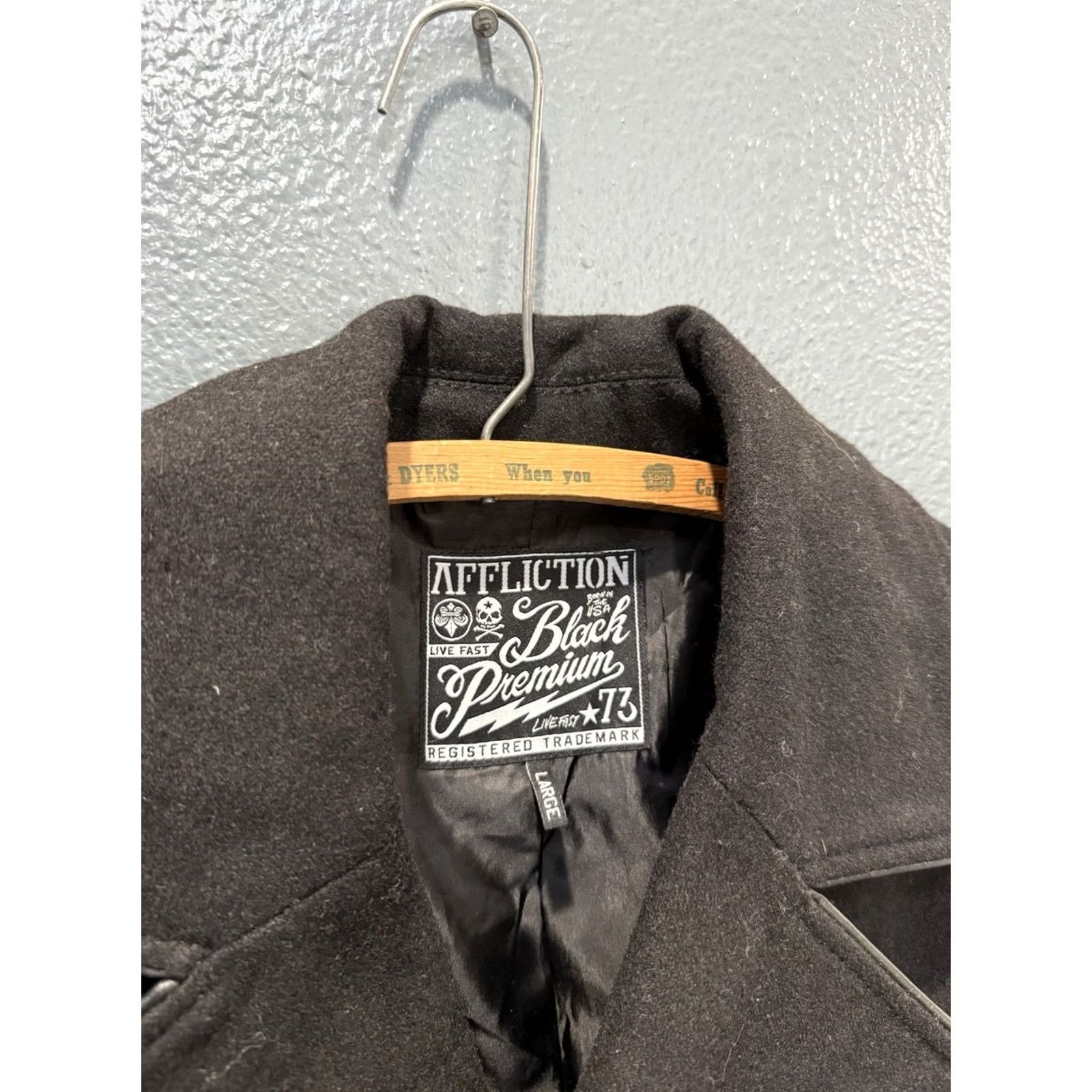 Affliction Affliction Jacket Black Wool Men L Large Pea Coat Trench Style Vintage? Size US L / EU 52-54 / 3 - 5 Thumbnail