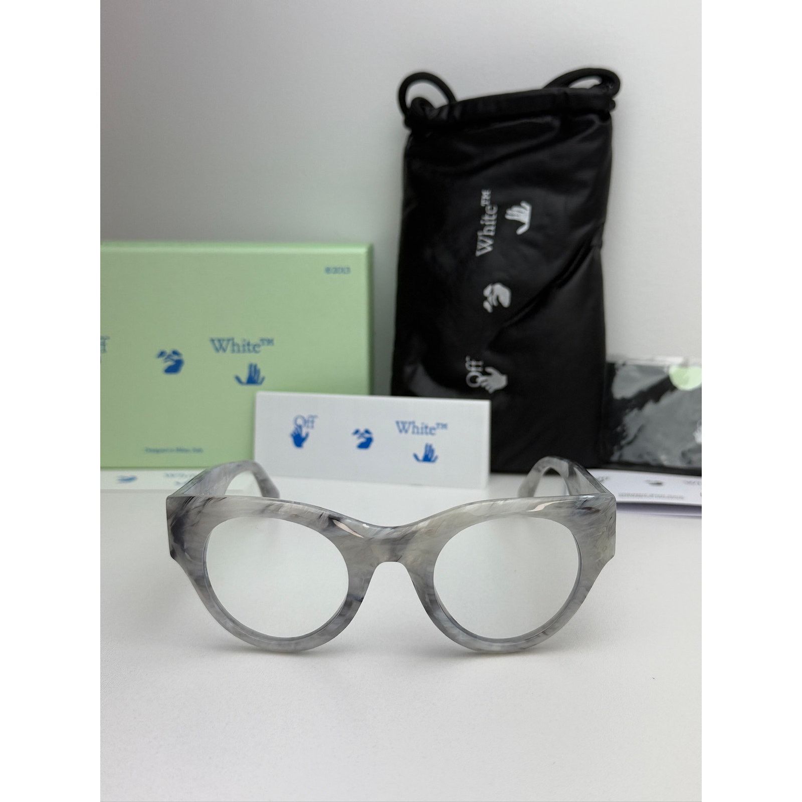 Off-White NEW Off White Style 13 Marble Bluelight Eyeglasses Frames Size ONE SIZE - 5 Thumbnail
