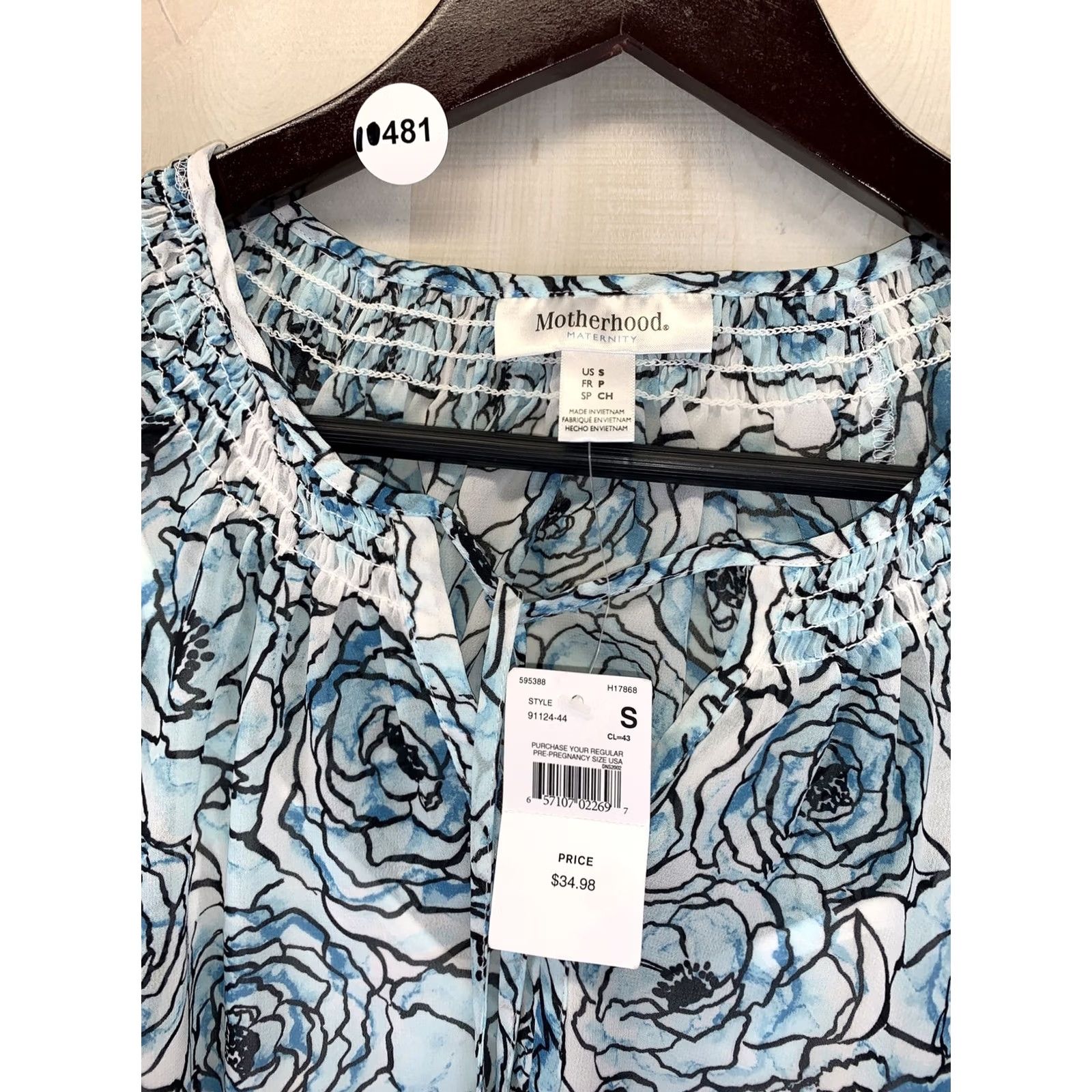 Vintage Motherhood Maternity Blue Floral Chiffon Sheer Top S Womens Blouse Shirt Size S / US 4 / IT 40 - 2 Thumbnail