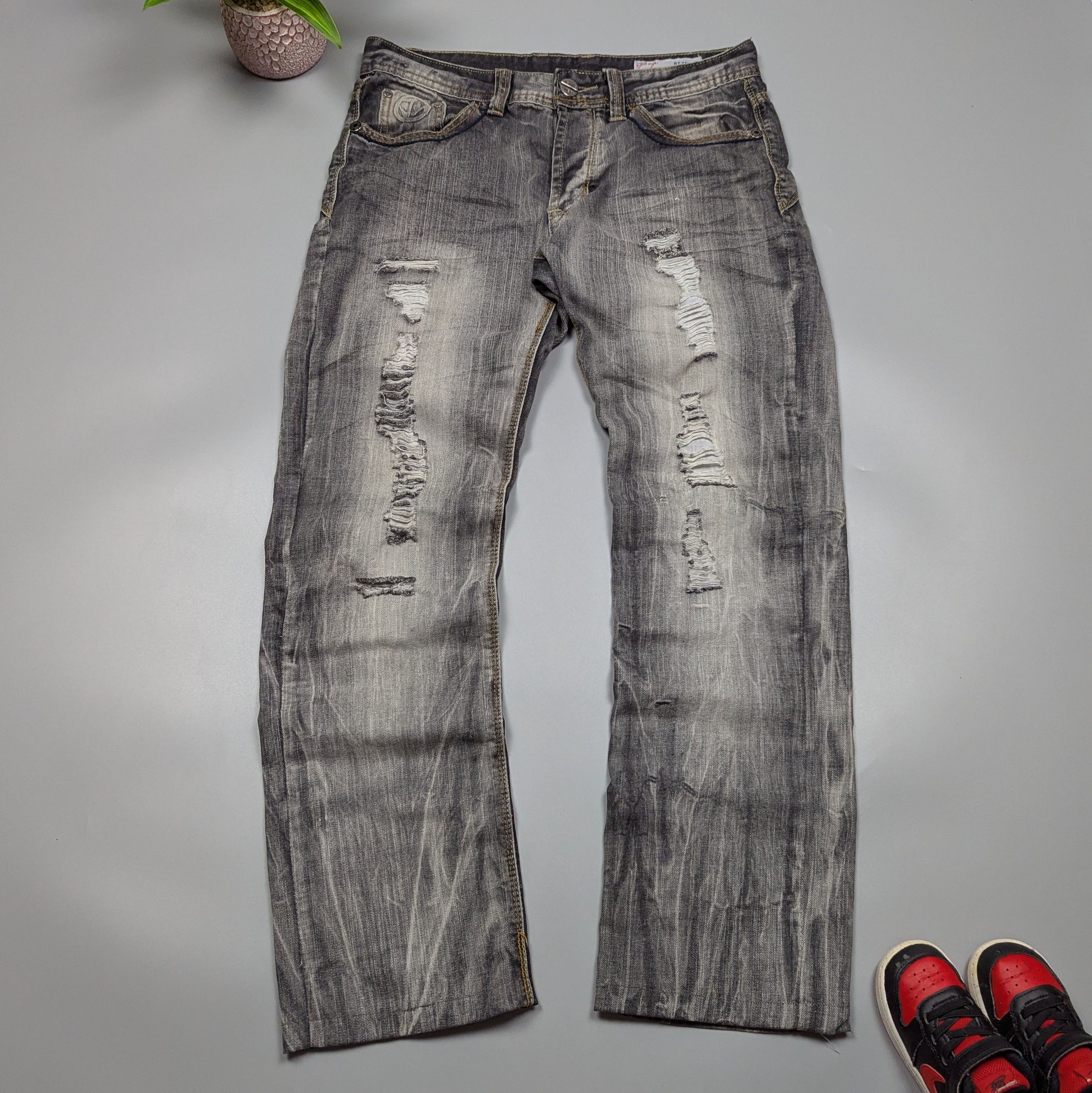 Hysteric Glamour × Vintage JeansNet Y2K Avant Garde Washed Denim Gray Distressed Jeans Size US 32 / EU 48 - 5 Thumbnail