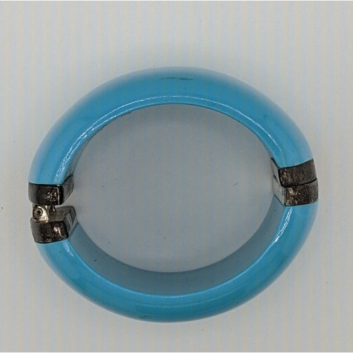 Other Blue Hinged Resin Bangle Bracelet With Antiqued Metal Accent Size ONE SIZE - 5 Thumbnail