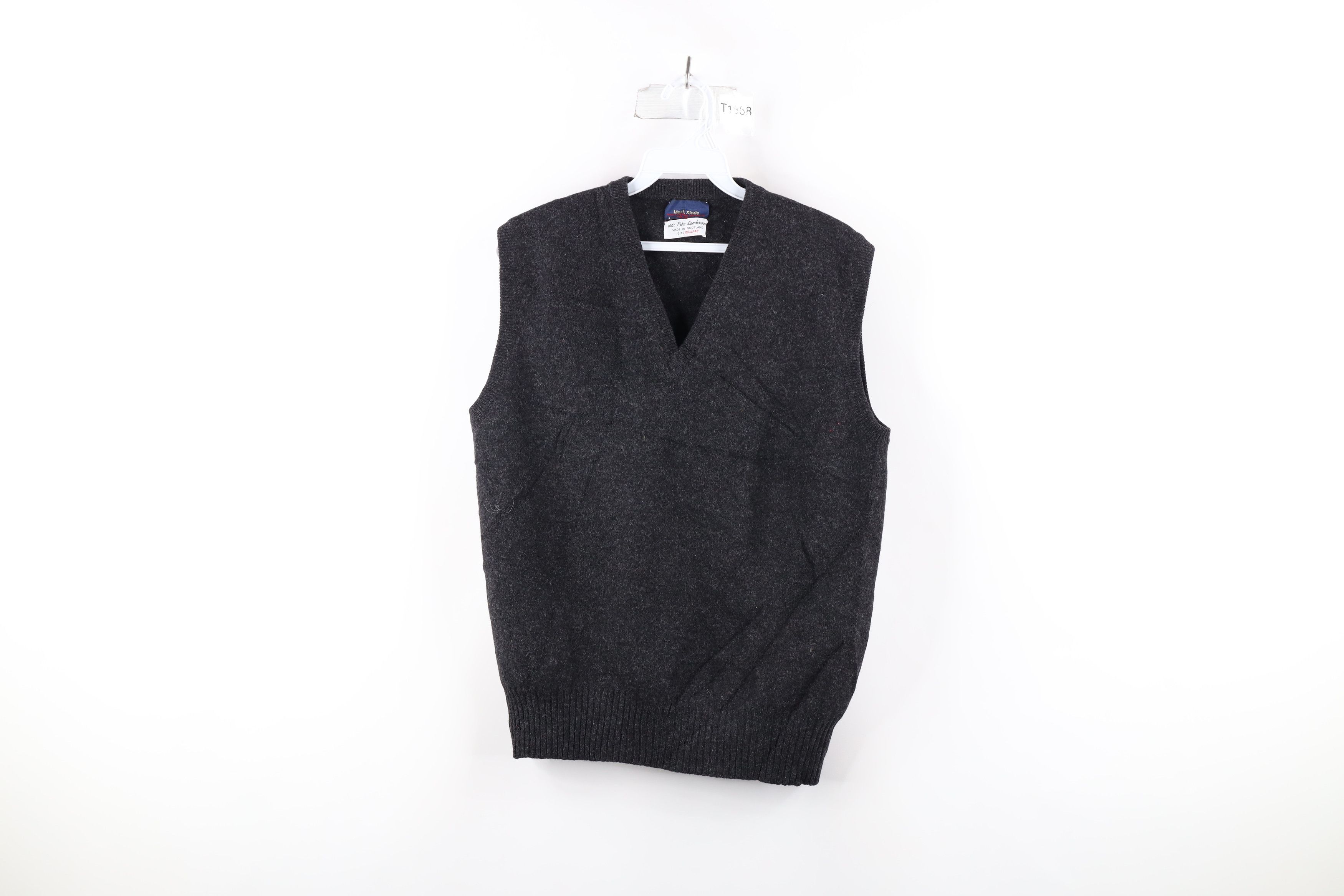Vintage 60s 70s Streetwear Knit Sweater Vest Charcoal Gray