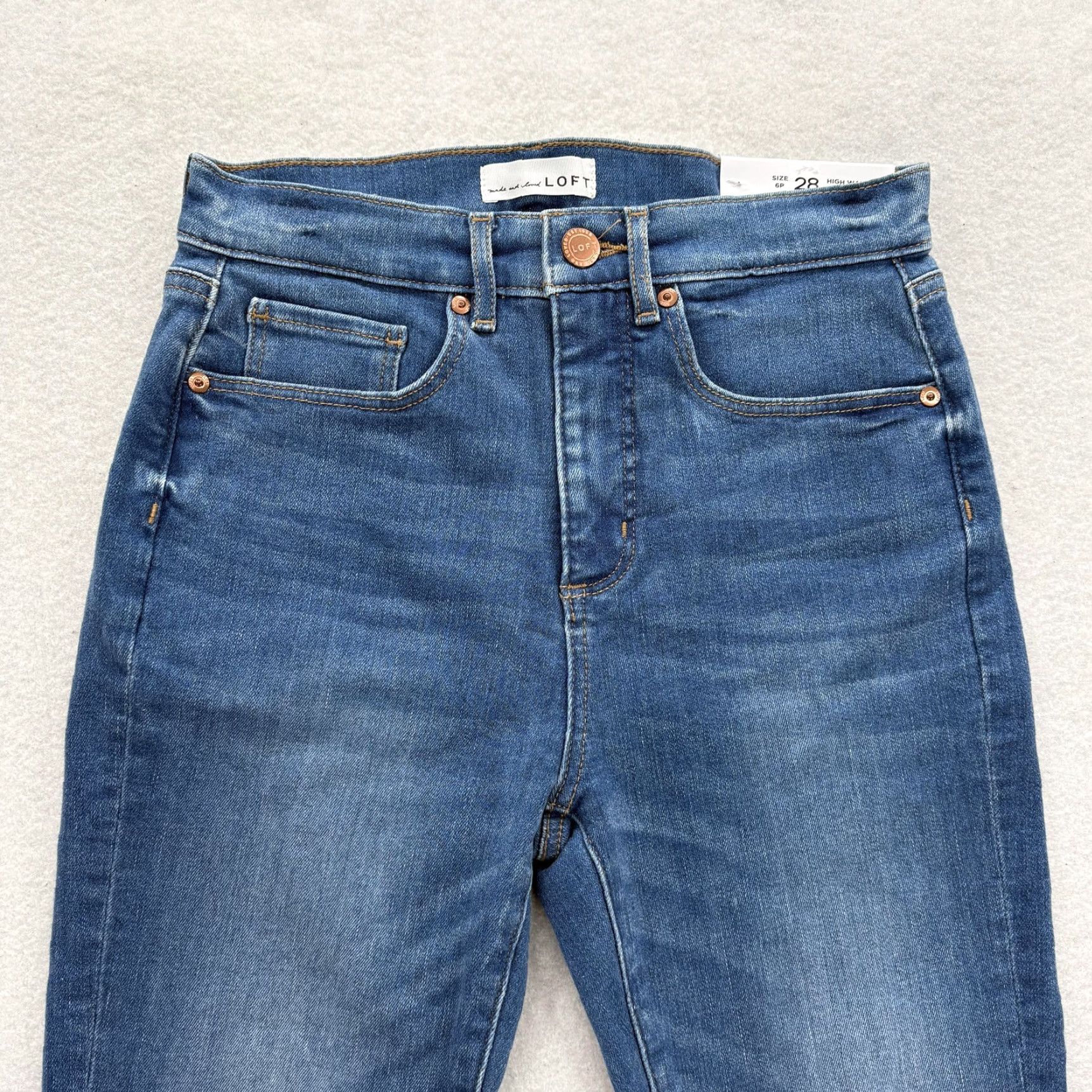 Loft LOFT Jeans Womens 6P Blue High Waist Flare Crop Raw Hem Stretch Denim Petite Jeans Size 28" / US 6 / IT 42 - 2 Thumbnail