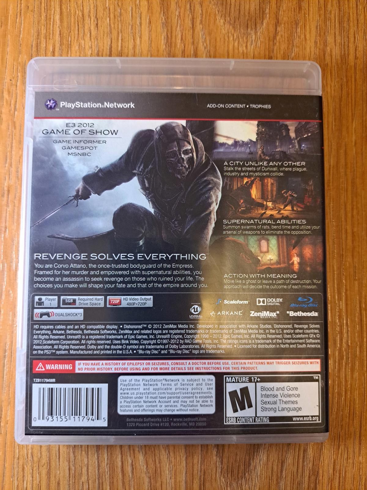Other COMPLETE Dishonored PS3 Playstation 3 Video Game Size ONE SIZE - 2 Thumbnail