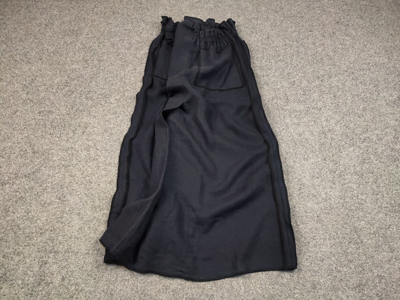 Japanese Brand Christa De Carouge Design Dark Linen Pocket Wide Skirt Size 36" / US 14 / IT 50 - 2 Thumbnail