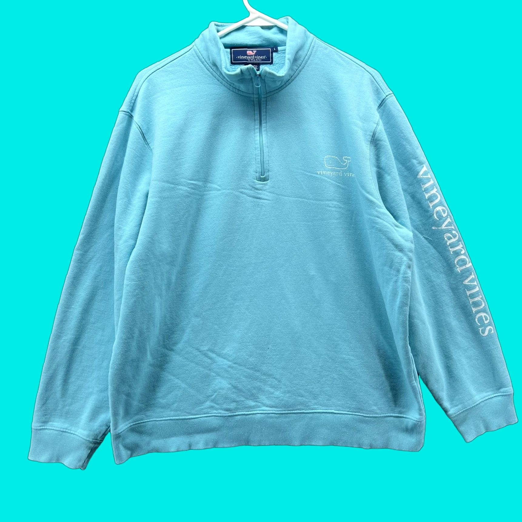 Vineyard Vines Vineyard Vines Sweatshirt Mens Large Blue 1/4 Zip Whale Logo Pullover Fleece Size US L / EU 52-54 / 3 - 1 Thumbnail