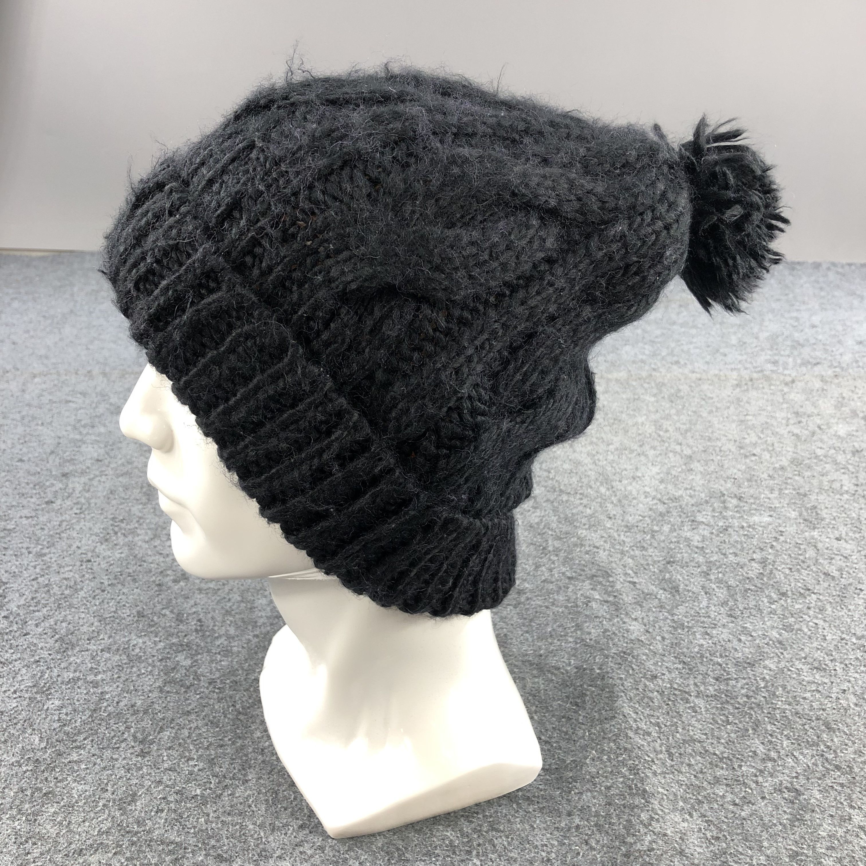 Vintage Glared Cable Knit Bobble Slouchy Beanie Snowcap B162 Size ONE SIZE - 1 Thumbnail