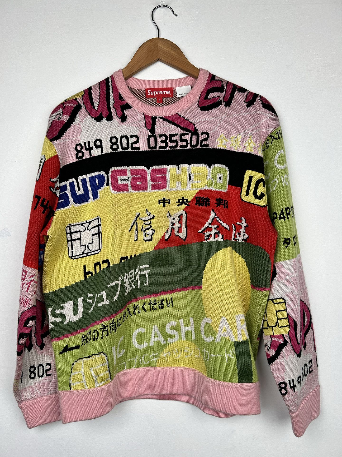 image of Supreme Supeme Credit Card Sweater Pink Ss22 S, Men's (Size Small)