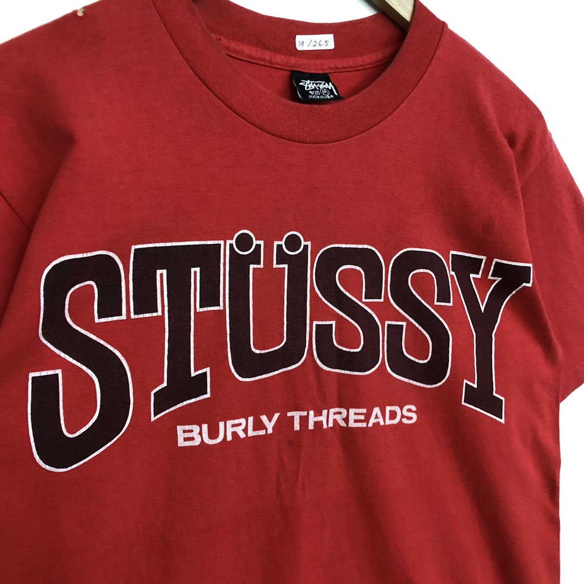 Stussy × Vintage Vintage Stussy Spellout Burly threads Double Side Tshirt Size US M / EU 48-50 / 2 - 8 Thumbnail