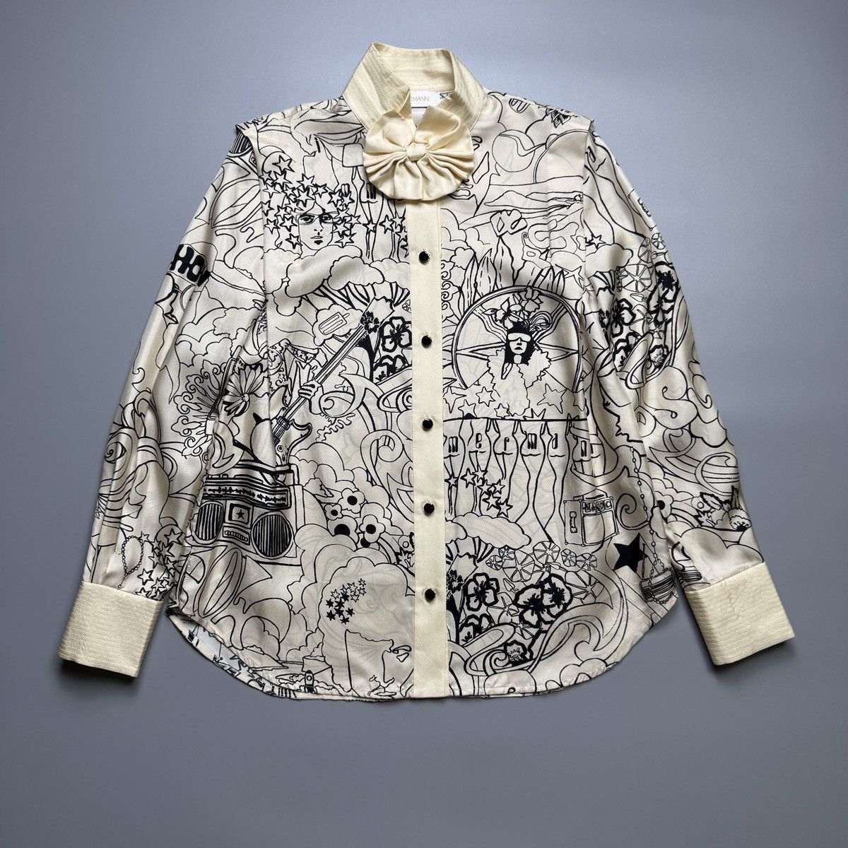 Zimmermann ZIMMERMANN - Concert Soie Imprime Collage Cream Longsleeve Size S / US 4 / IT 40 - 1 Thumbnail