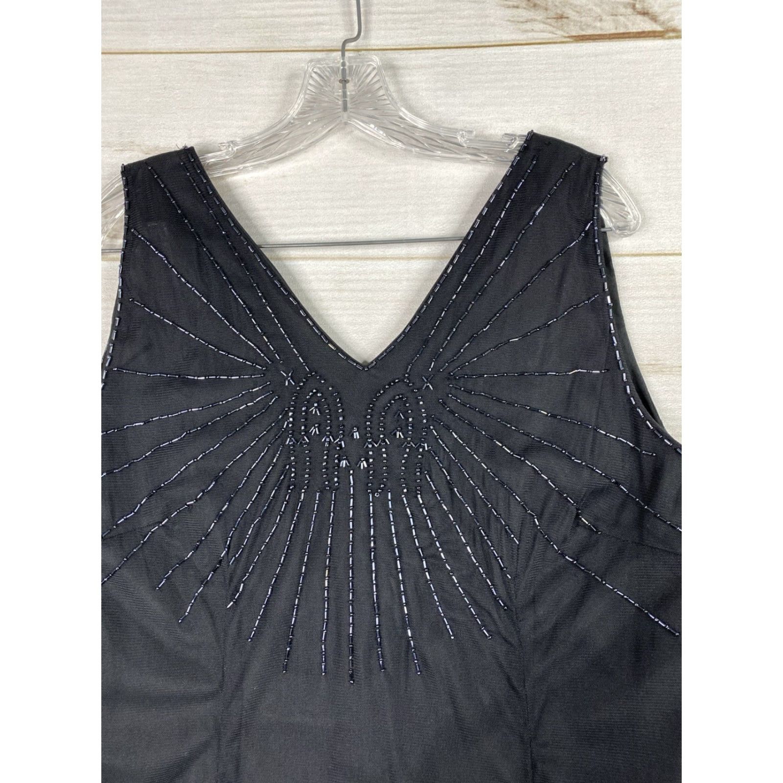 Vintage VINTAGE Phool Dress XL Black Beaded Overlay Lined Party 50's Retro Look Eveningwear Sheath Nylon NYLON NEW! Size XL / US 12-14 / IT 48-50 - 2 Thumbnail