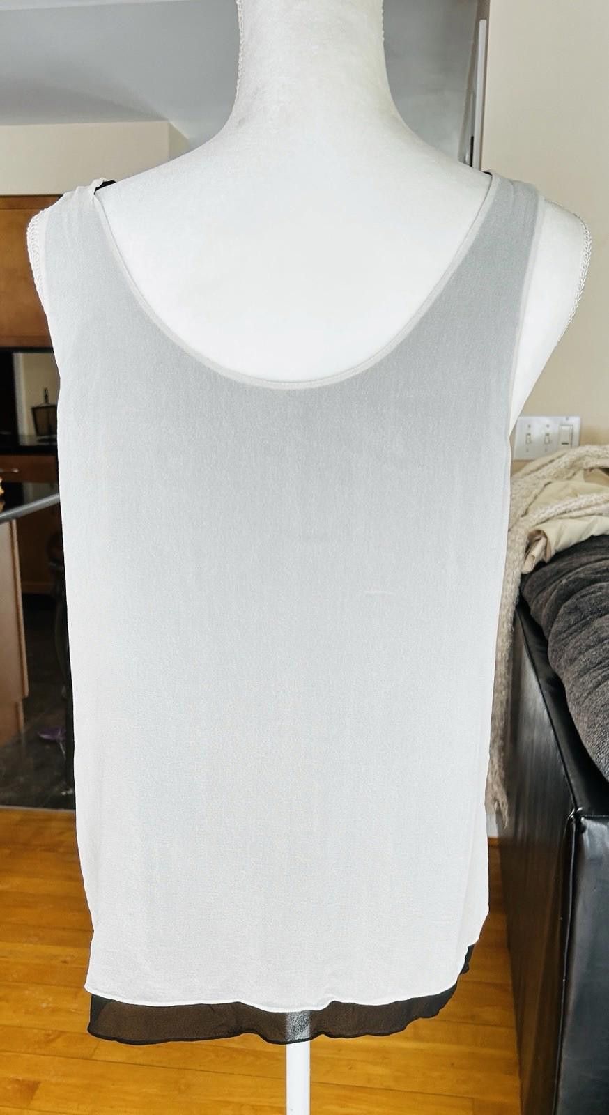 Vince Vince Layered Black Cream 100% Silk Camisole Whimsy Goth L Size L / US 10 / IT 46 - 4 Thumbnail