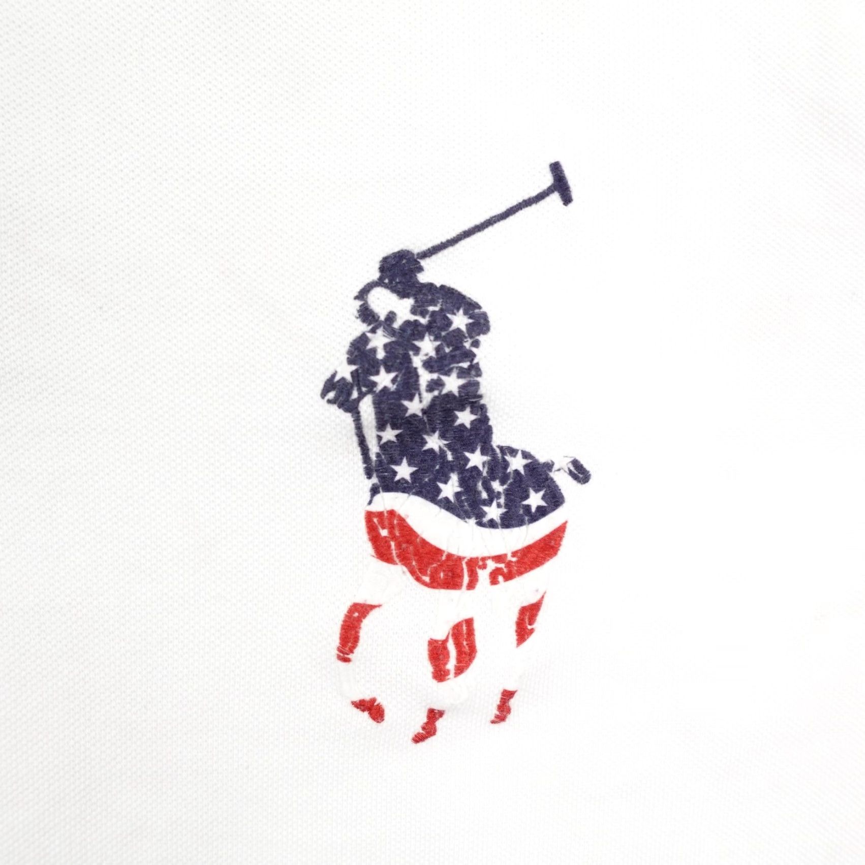 Polo Ralph Lauren VINTAGE Polo Ralph Lauren Polo Shirt Mens XL White Custom Slim Fit USA American Flag Big Pony Size US XL / EU 56 / 4 - 3 Thumbnail
